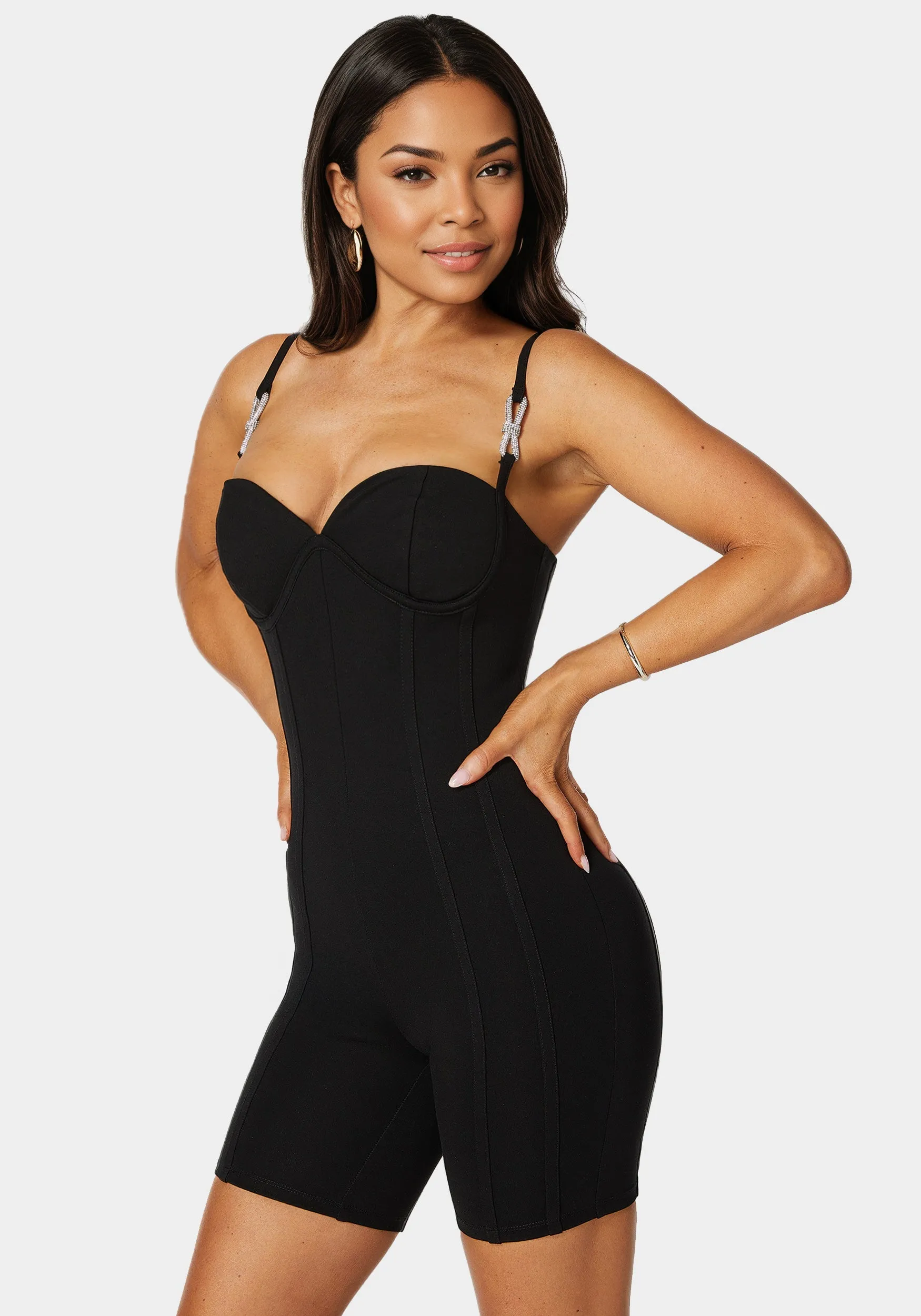 Biker Short Corset Romper sold by Bebe product image thumbnail 2