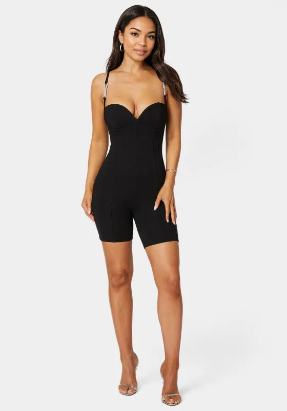 Biker Short Corset Romper sold by Bebe