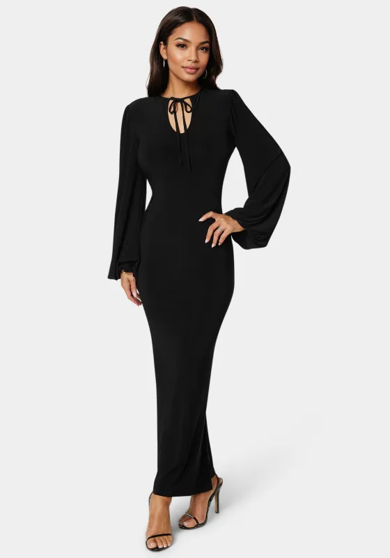 Poet Sleeve Tie Neck Maxi Dress sold by Bebe