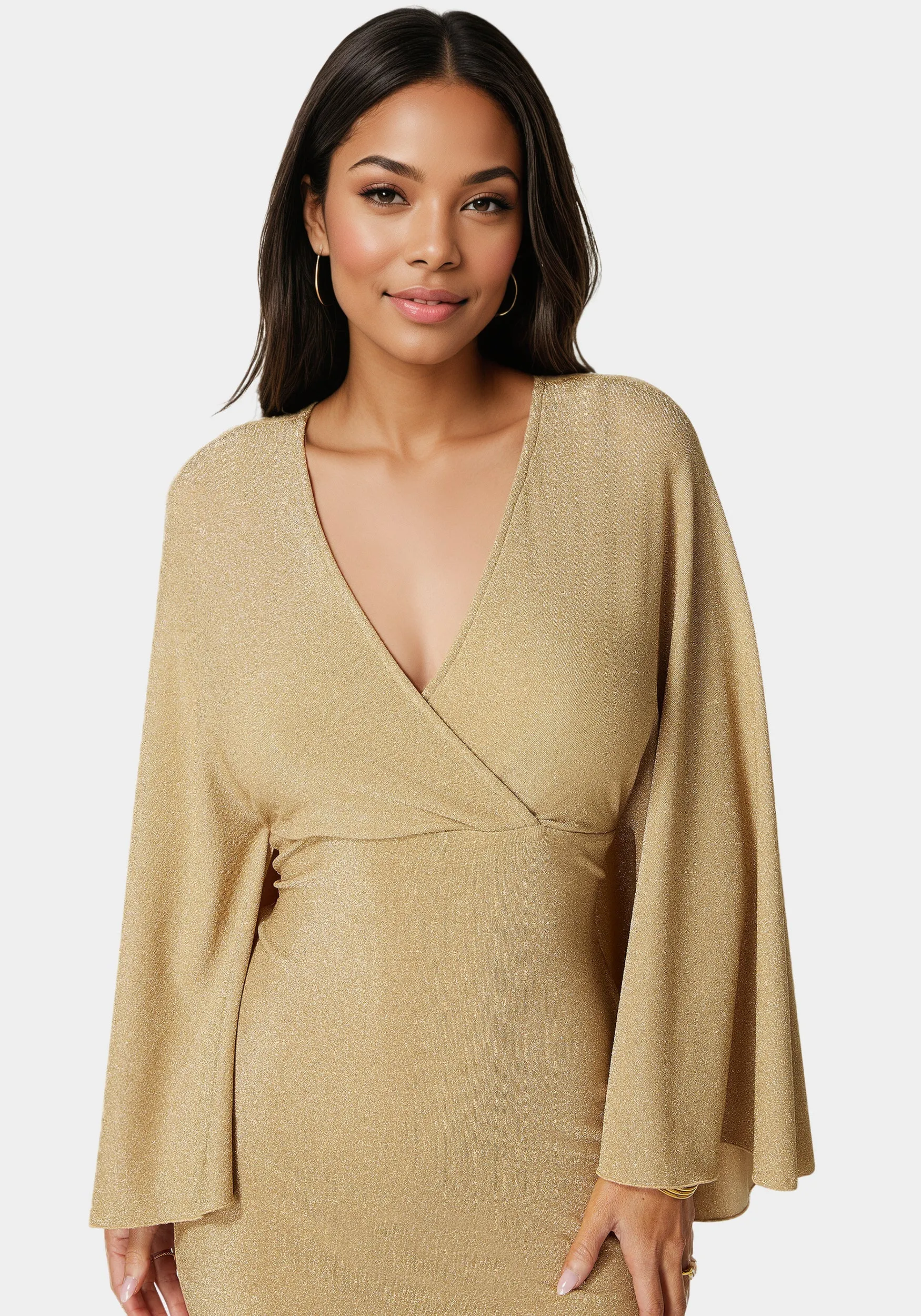 Plunge Neck Drama Cape Dress sold by Bebe product image thumbnail 3
