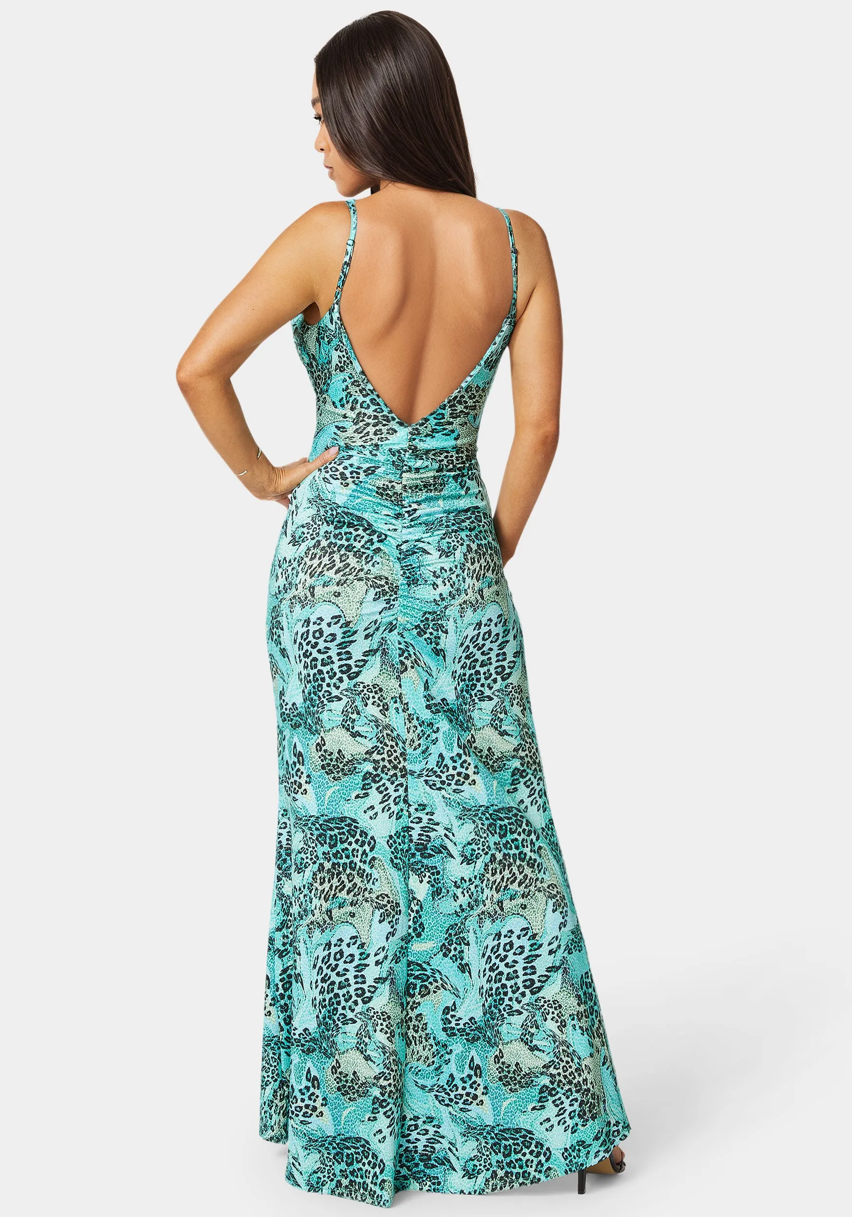 Ruched High Slit Printed Dress sold by Bebe product image thumbnail 3