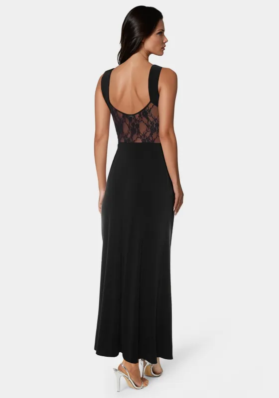 Lace Inset Knit Slip Dress sold by Bebe