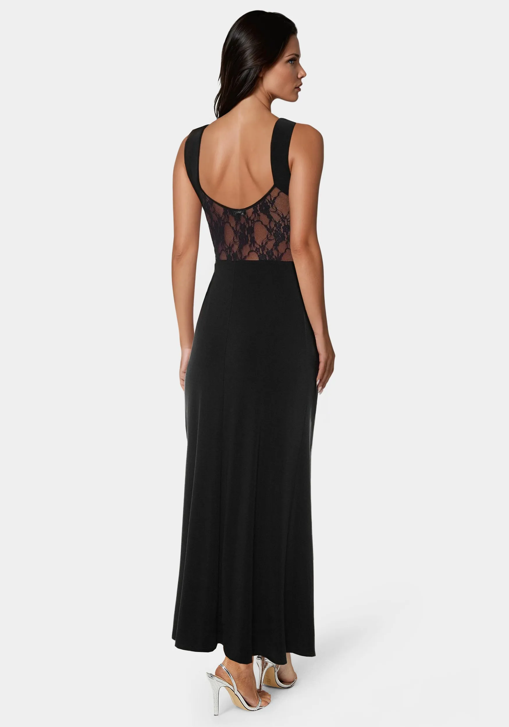 Lace Inset Knit Slip Dress sold by Bebe