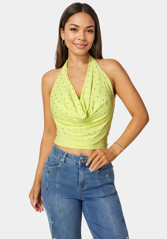 Halter Drape Embellished Top sold by Bebe
