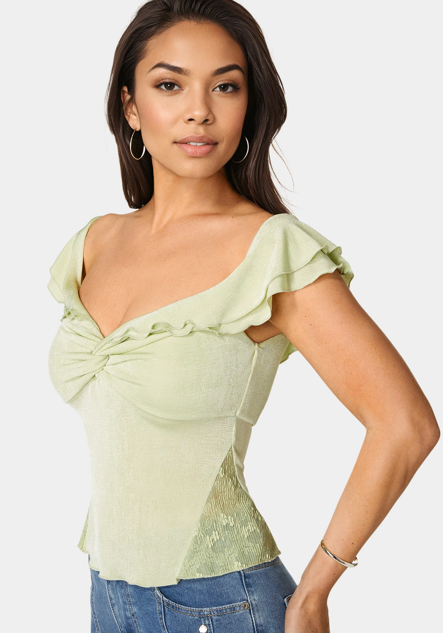 Off Shoulder Twisted Front Top sold by Bebe product image thumbnail 3