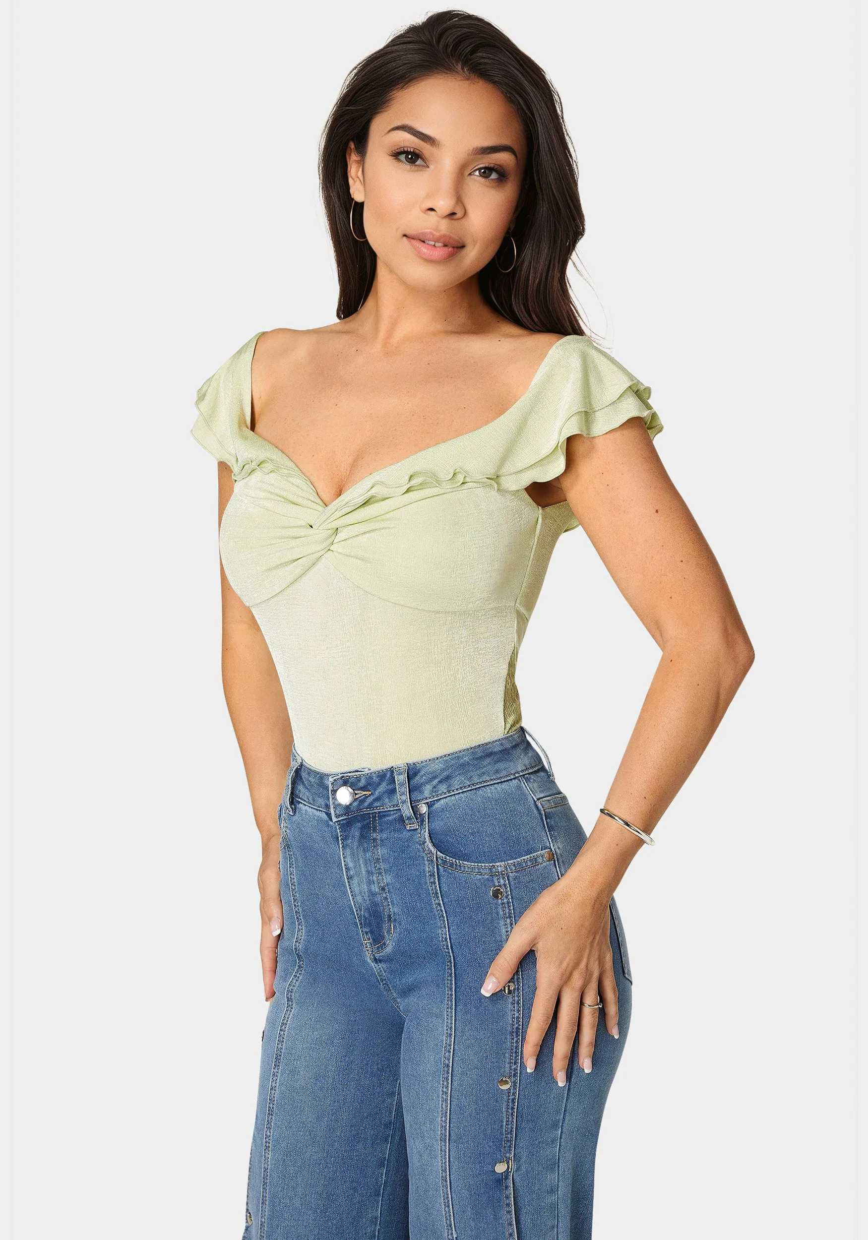 Off Shoulder Twisted Front Top sold by Bebe product image thumbnail 2