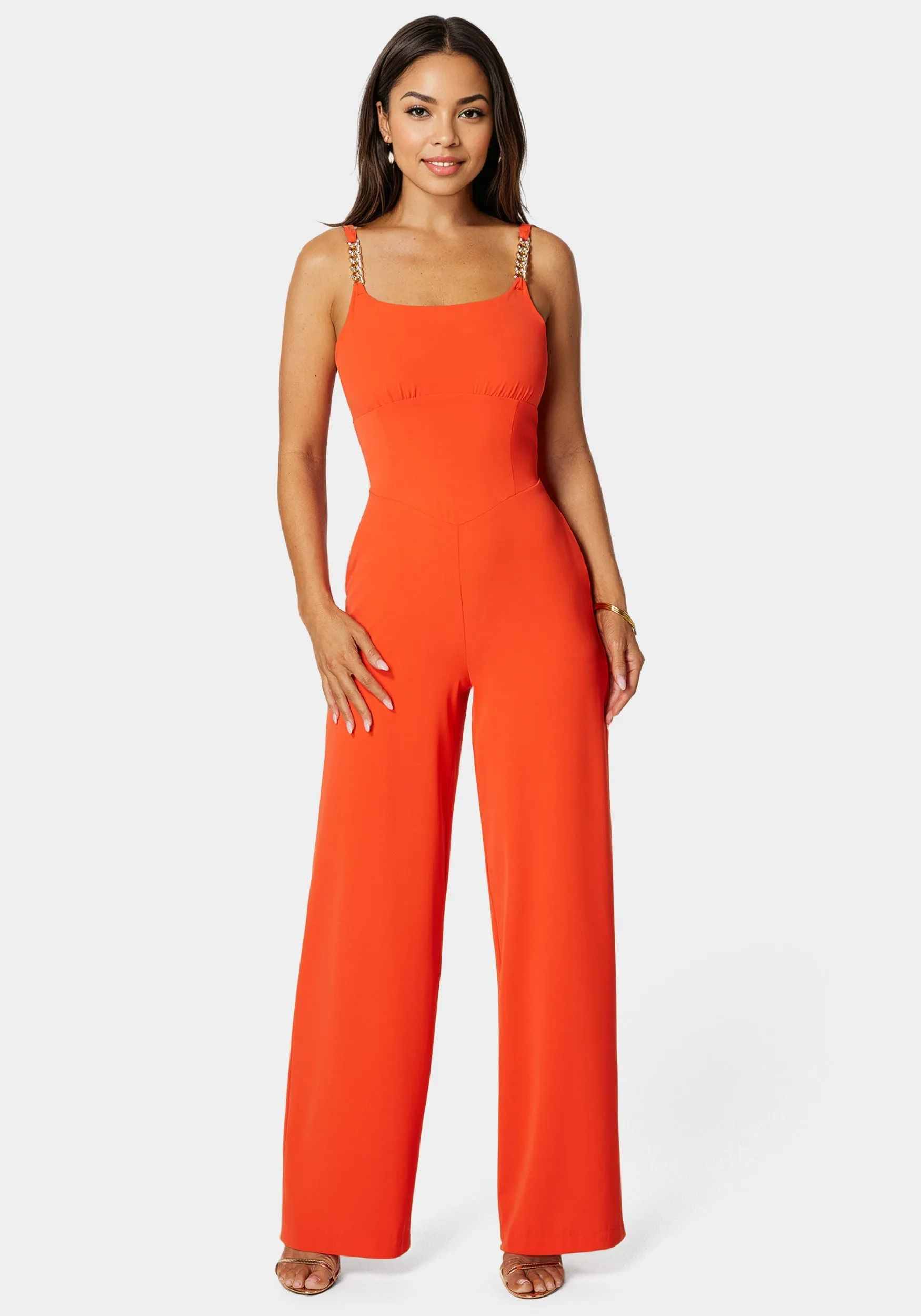 Fluid Crepe Palazzo Leg Jumpsuit sold by Bebe