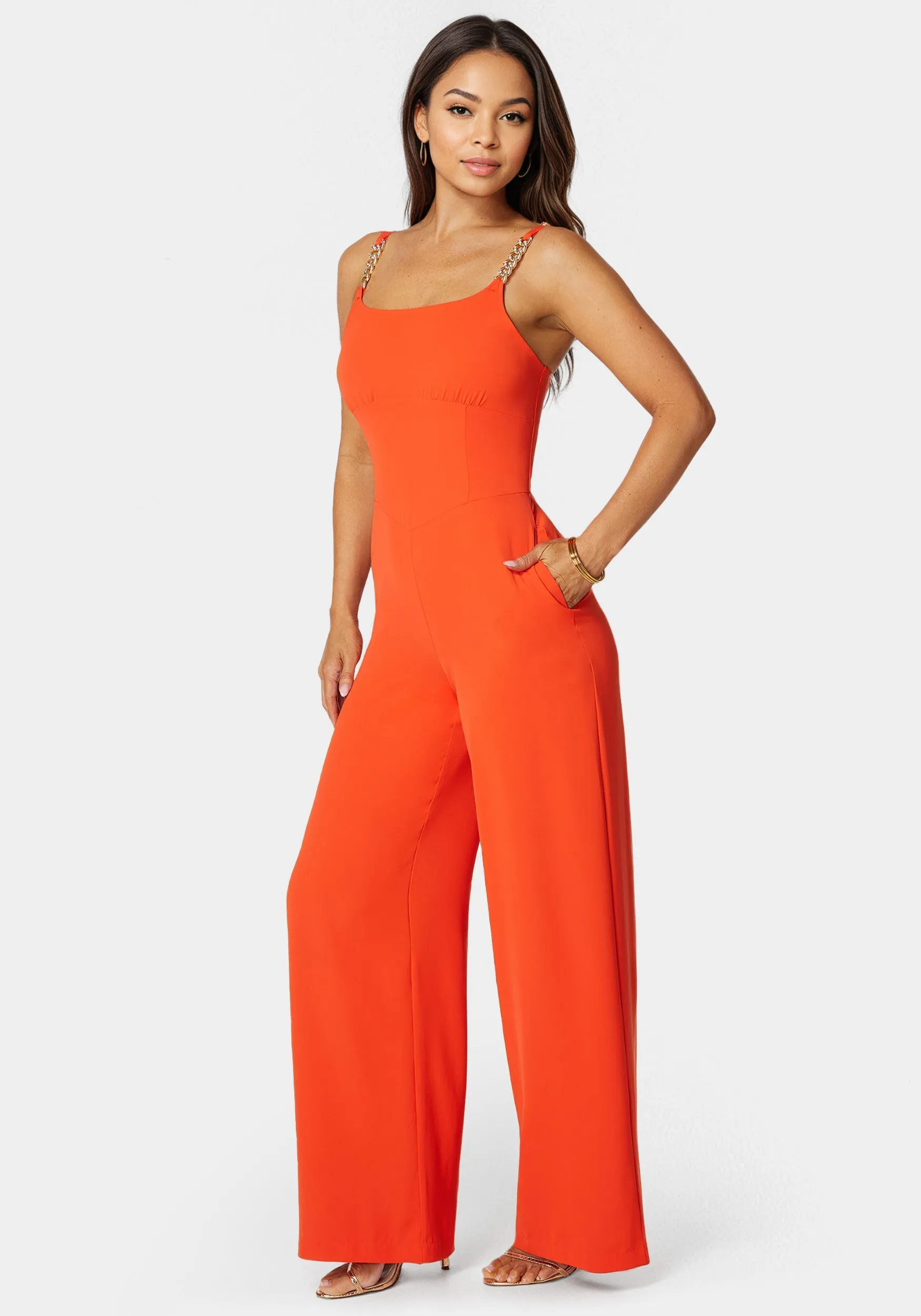 Fluid Crepe Palazzo Leg Jumpsuit sold by Bebe product image thumbnail 2