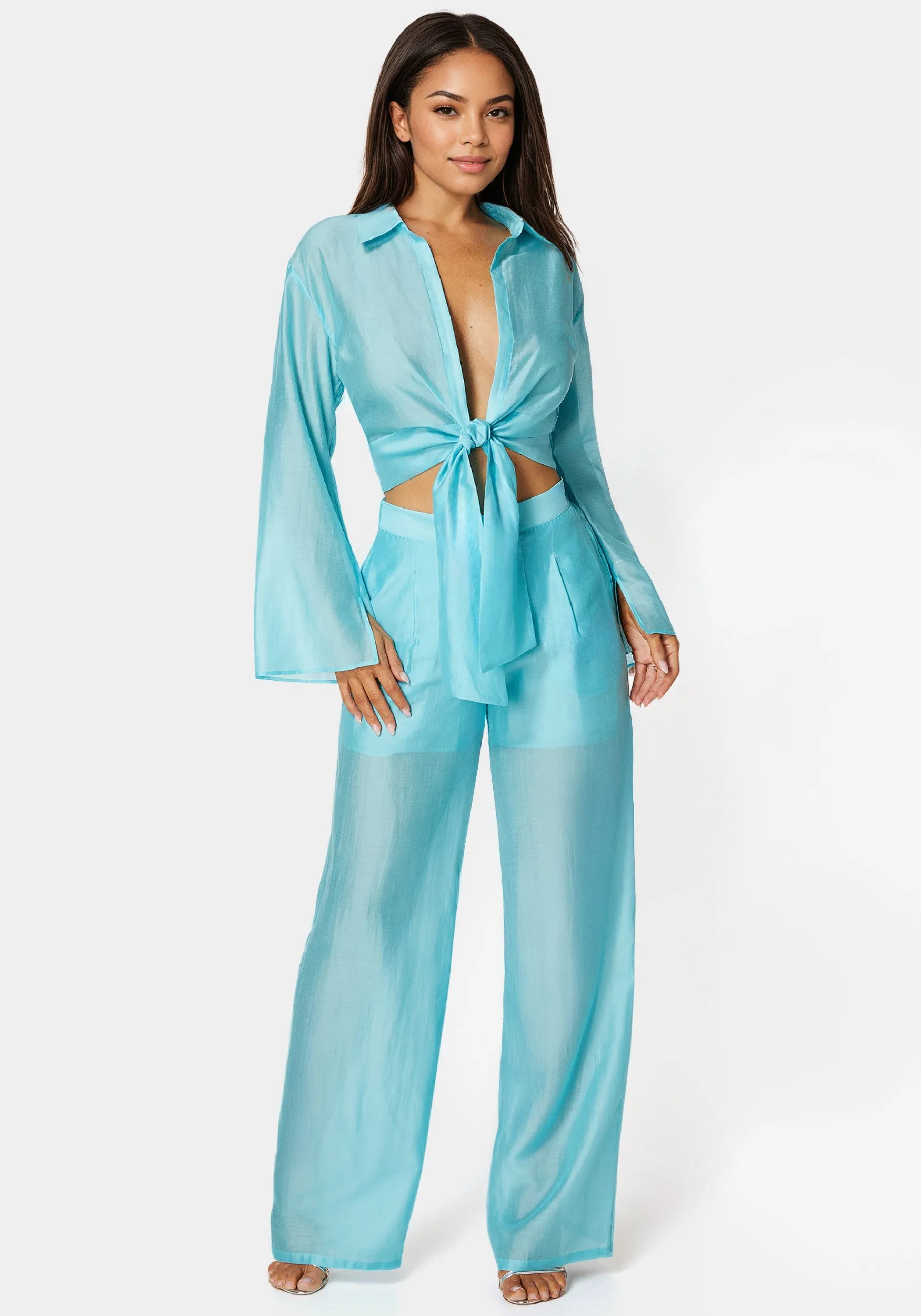 Front Tie Flowy Blouse sold by Bebe product image thumbnail 2