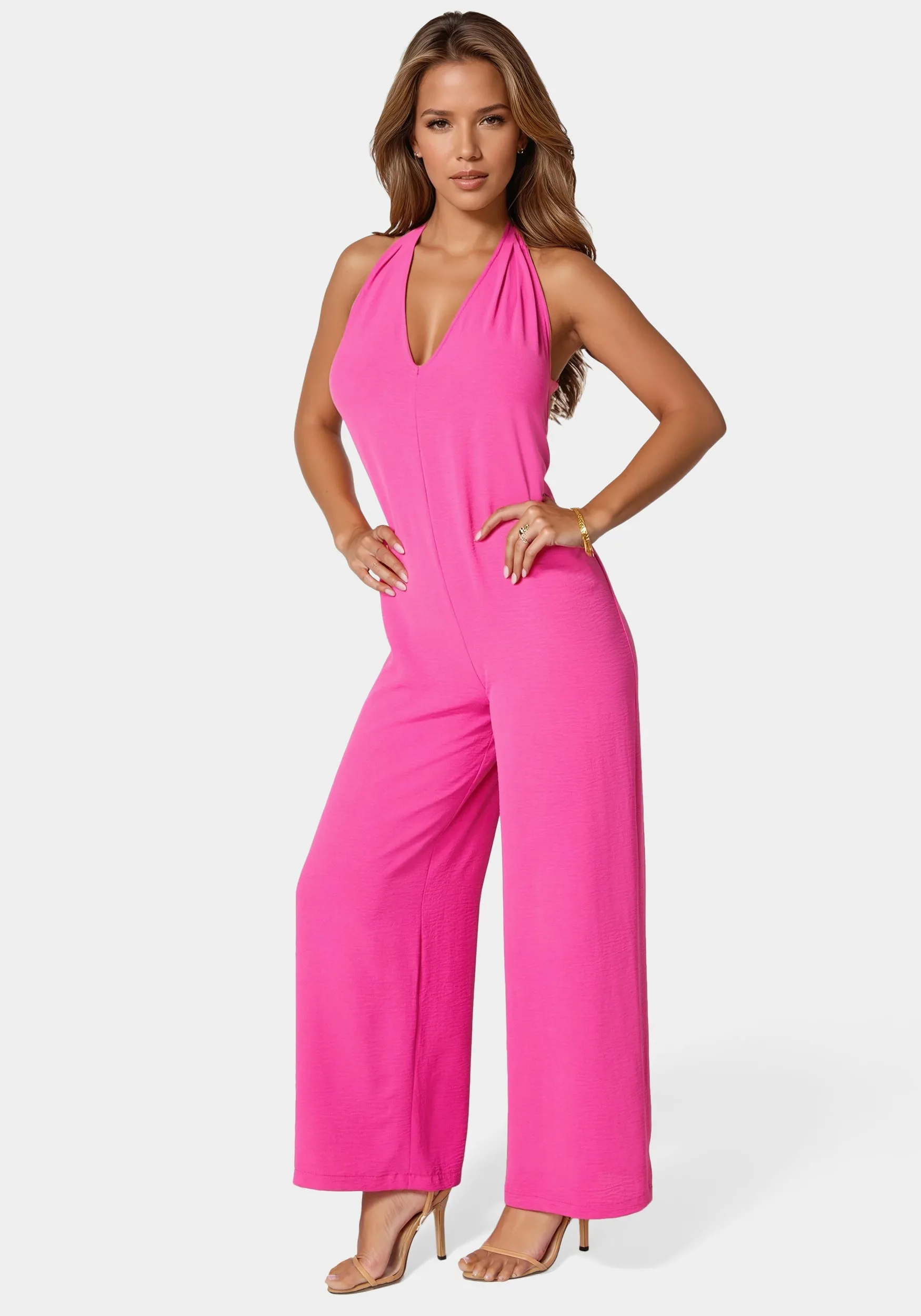 Airflow Halter Wide Leg Jumpsuit sold by Bebe product image thumbnail 2