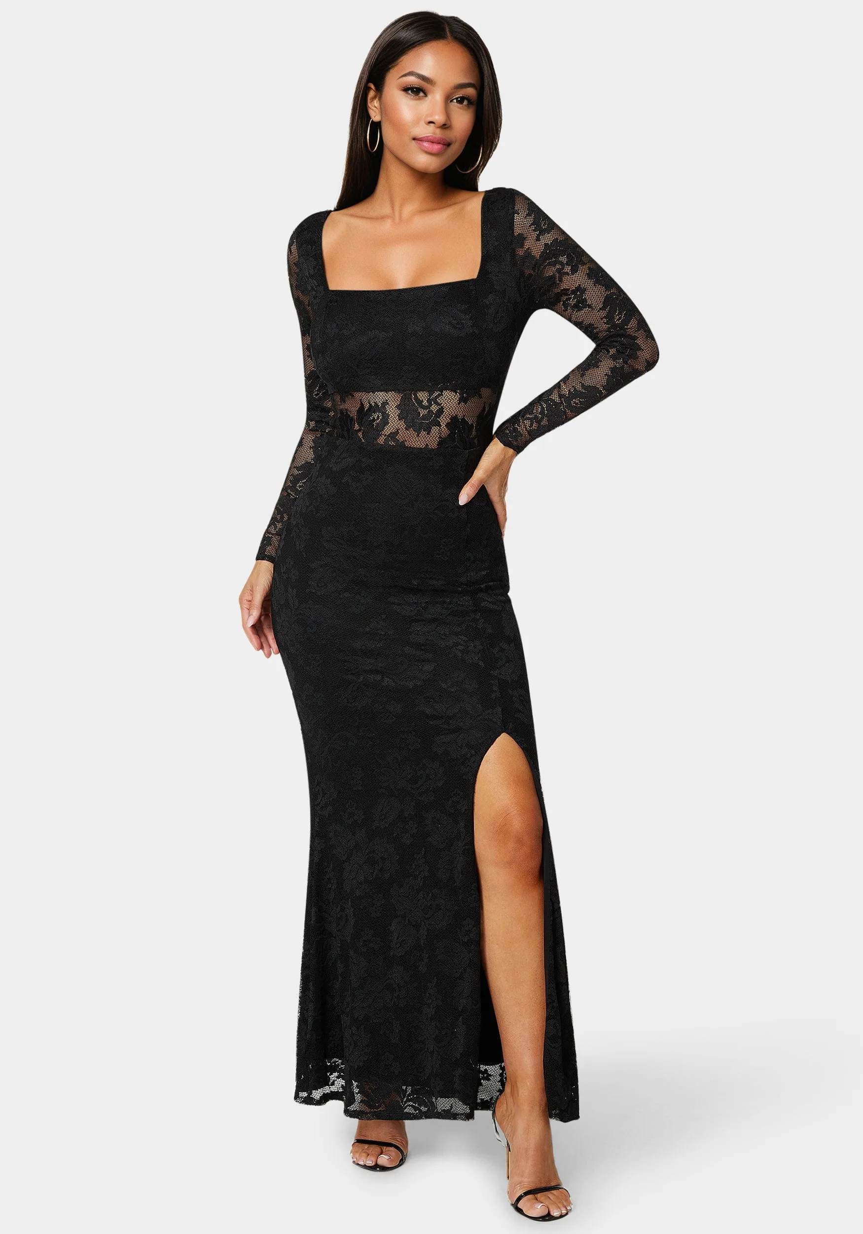 Lace Illusion Maxi Dress sold by Bebe