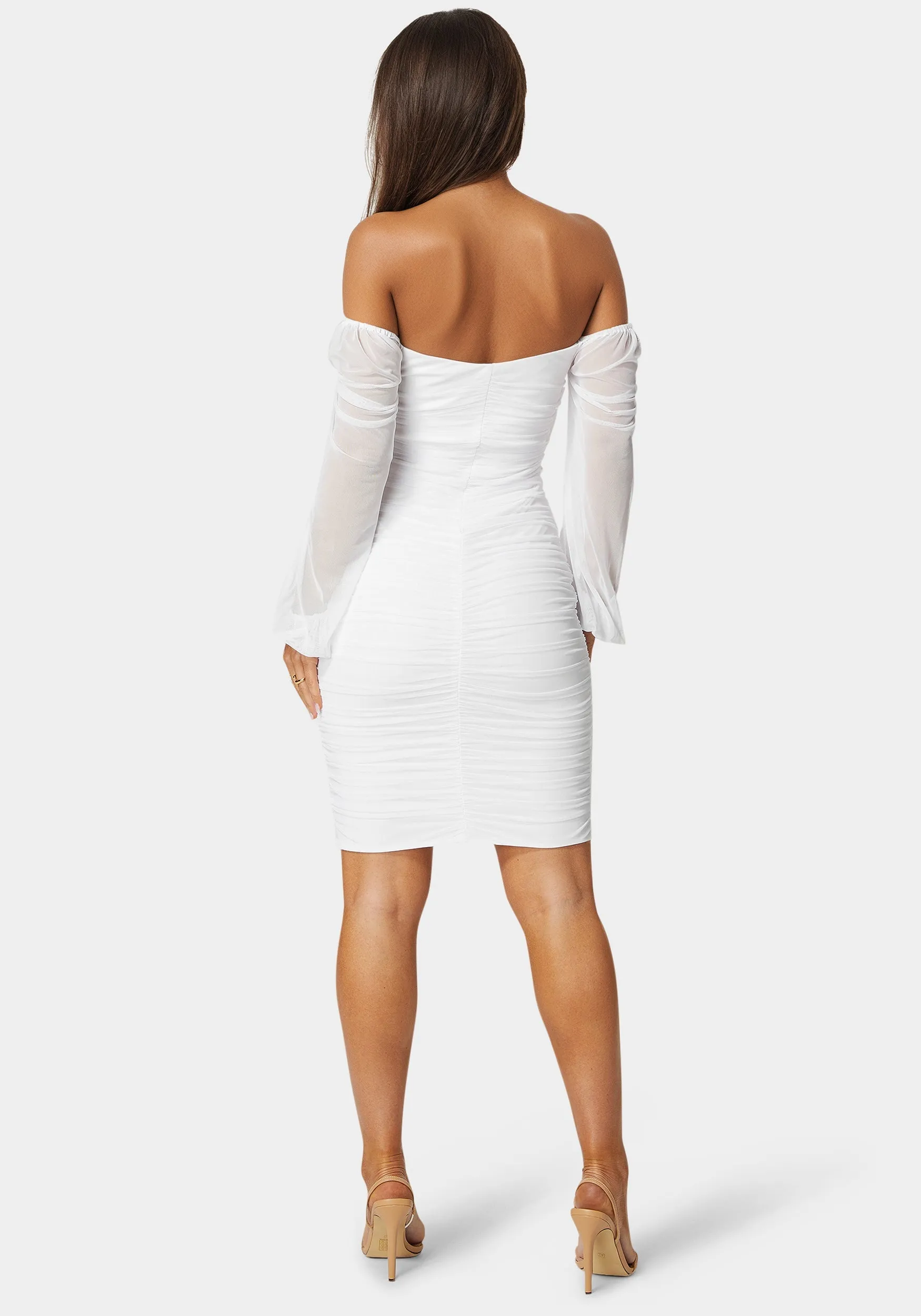 Blouson Sleeve Ruched Mini Dress sold by Bebe product image thumbnail 4