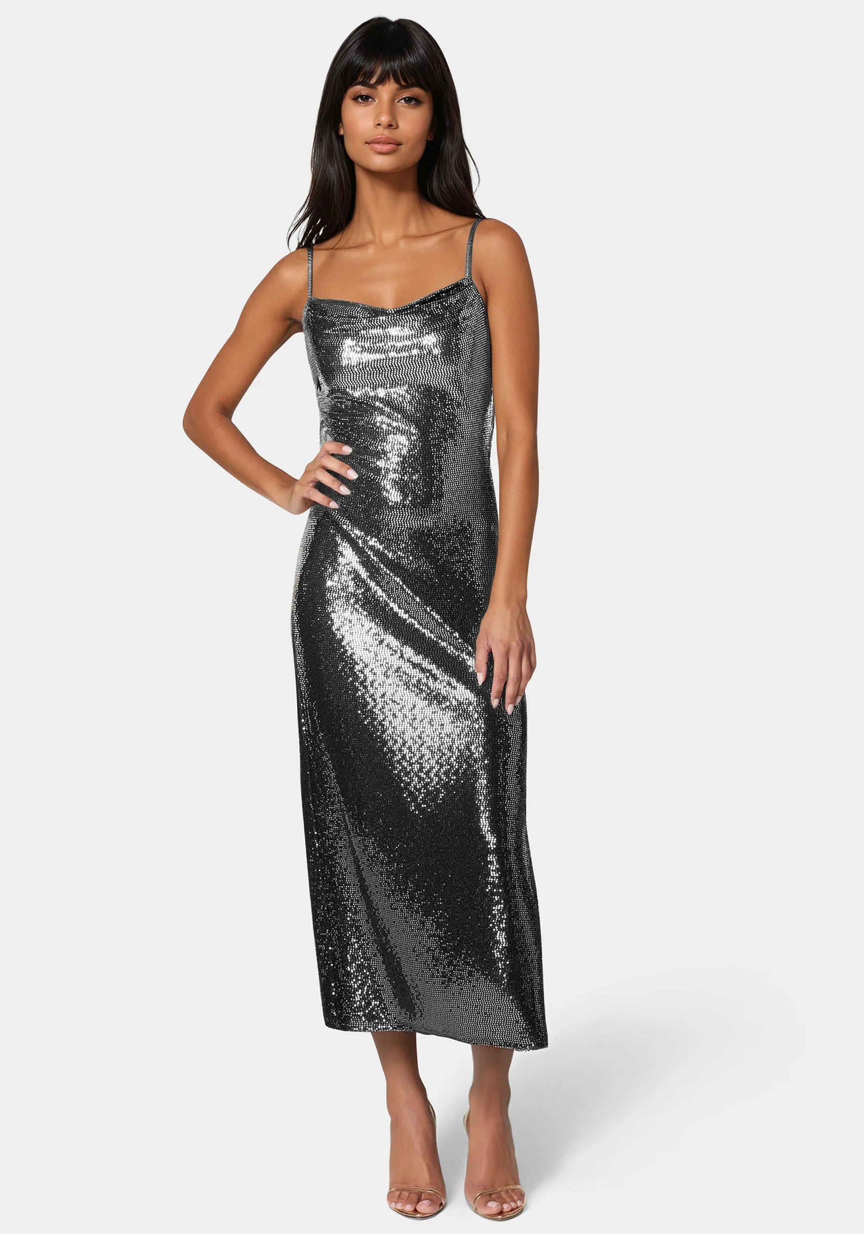 Ombre Sequin Maxi Slip Dress sold by Bebe