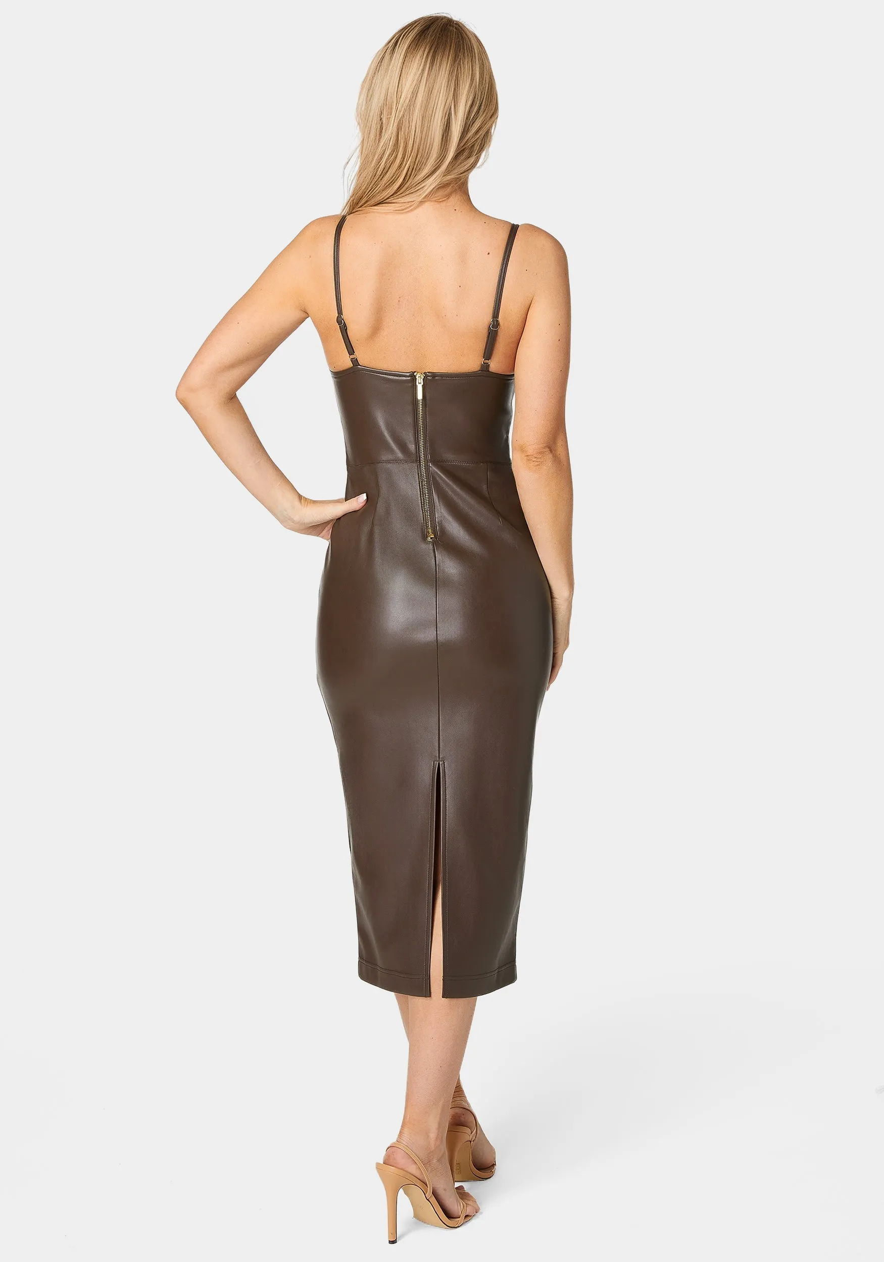 Faux Leather Bustier Midi Dress sold by Bebe product image thumbnail 4