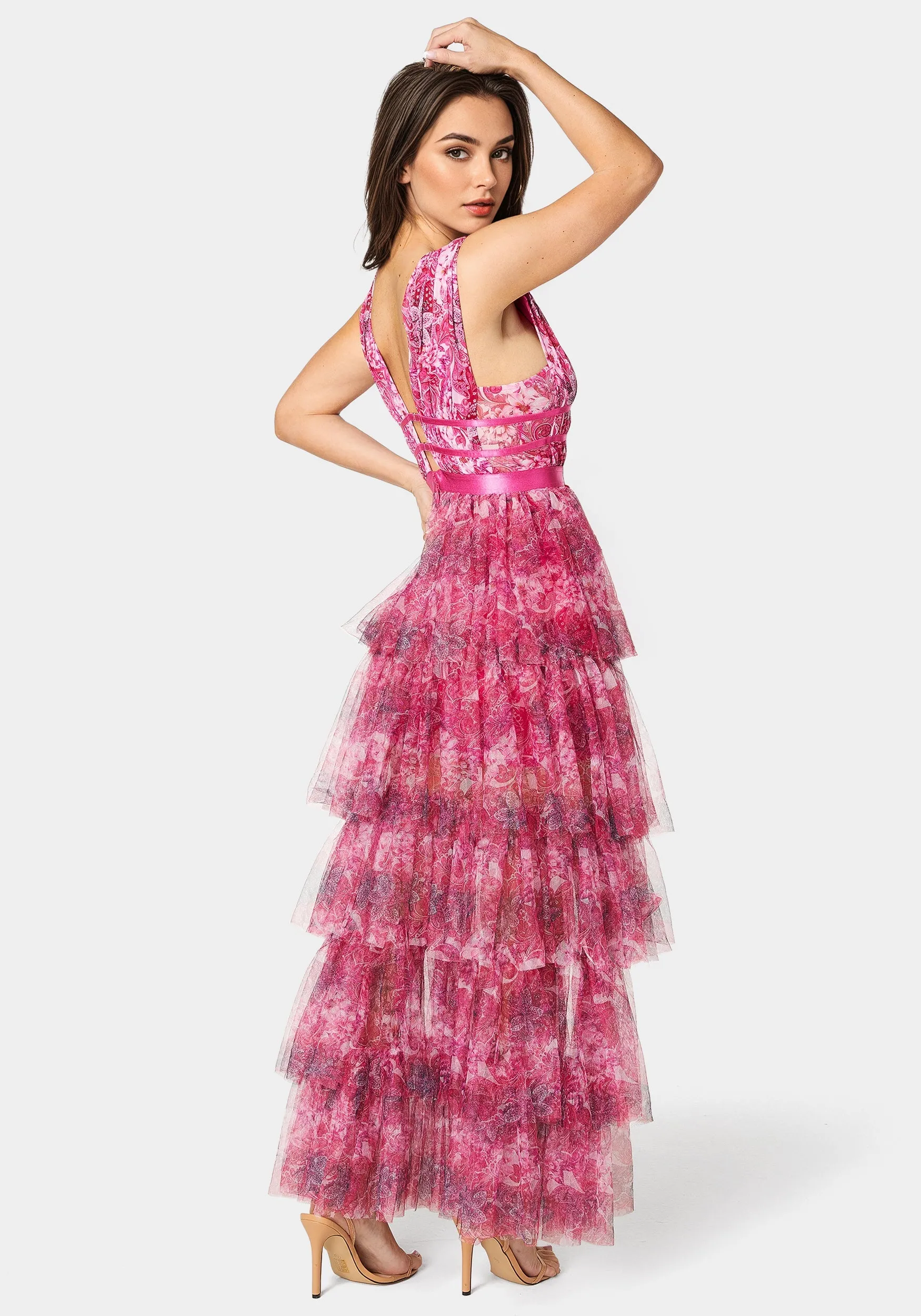 Tiered High Low Mesh Dress sold by Bebe product image thumbnail 4