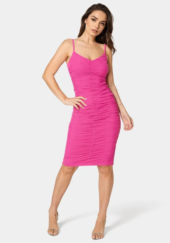 Ruched Mesh Midi Dress sold by Bebe