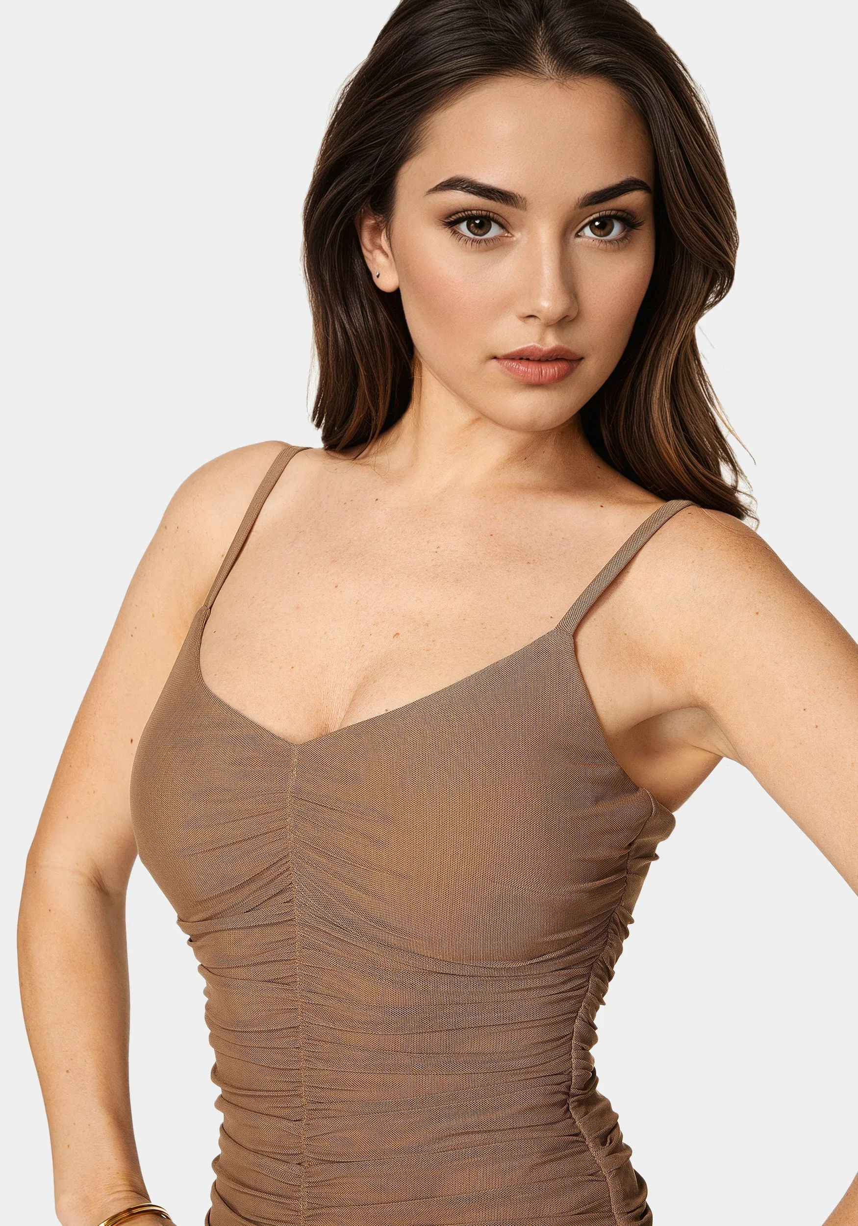Ruched Mesh Midi Dress sold by Bebe product image thumbnail 3
