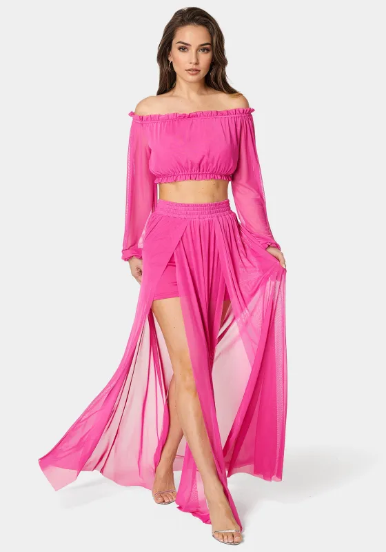 High Slit Two Piece Mesh Dress sold by Bebe