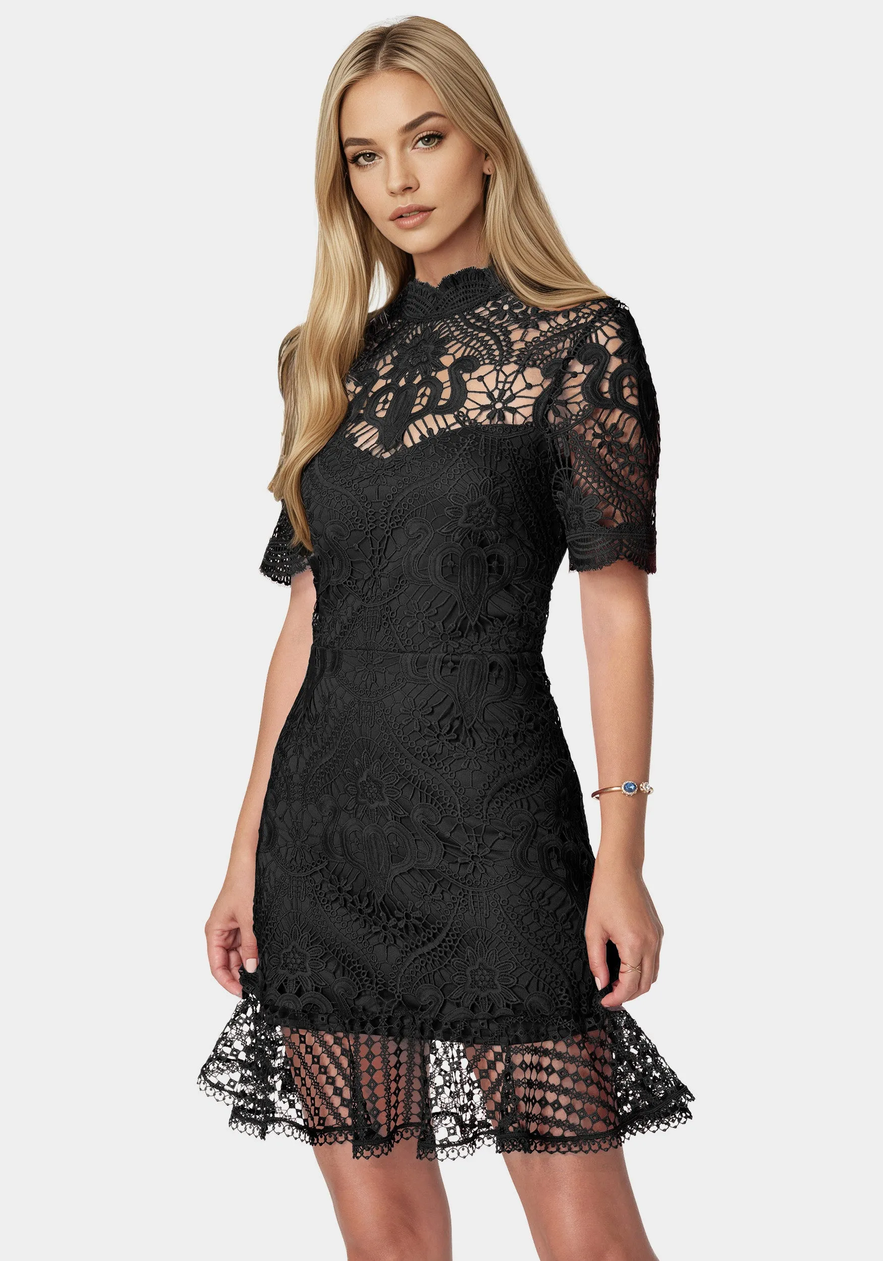 Flounce Lace Mini Dress sold by Bebe product image thumbnail 2