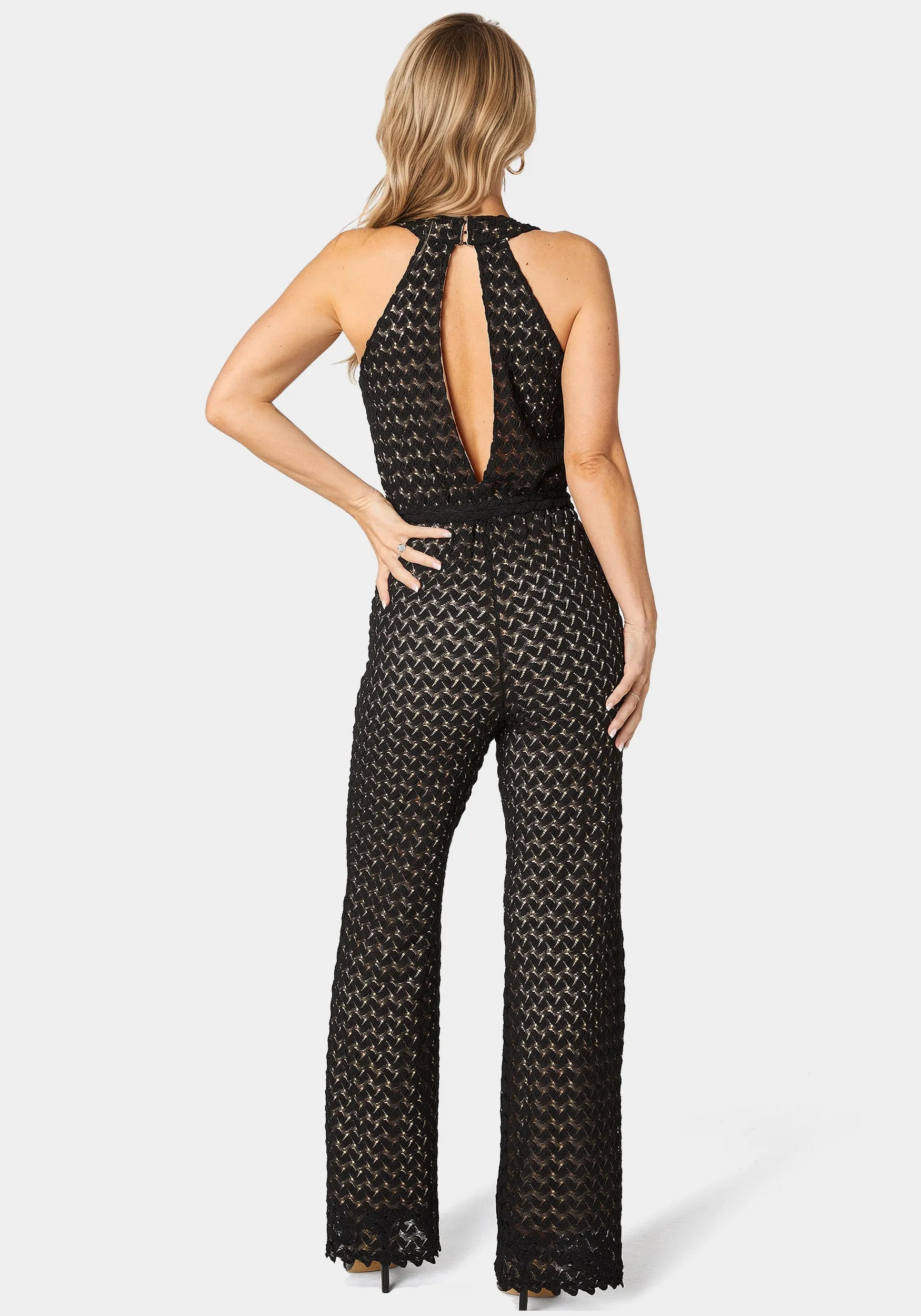 Lace V-Neck Jumpsuit sold by Bebe product image thumbnail 4