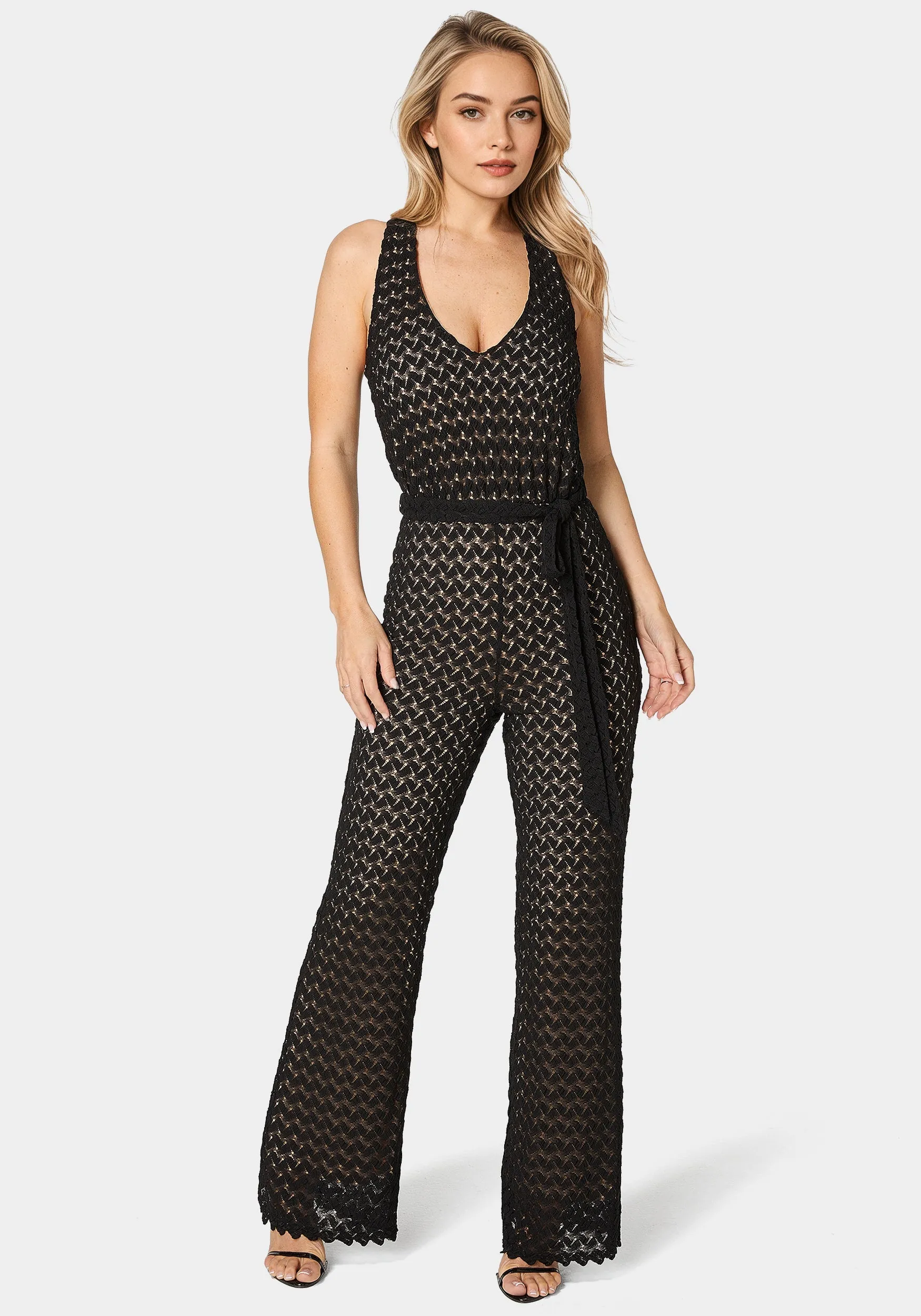 Lace V-Neck Jumpsuit sold by Bebe