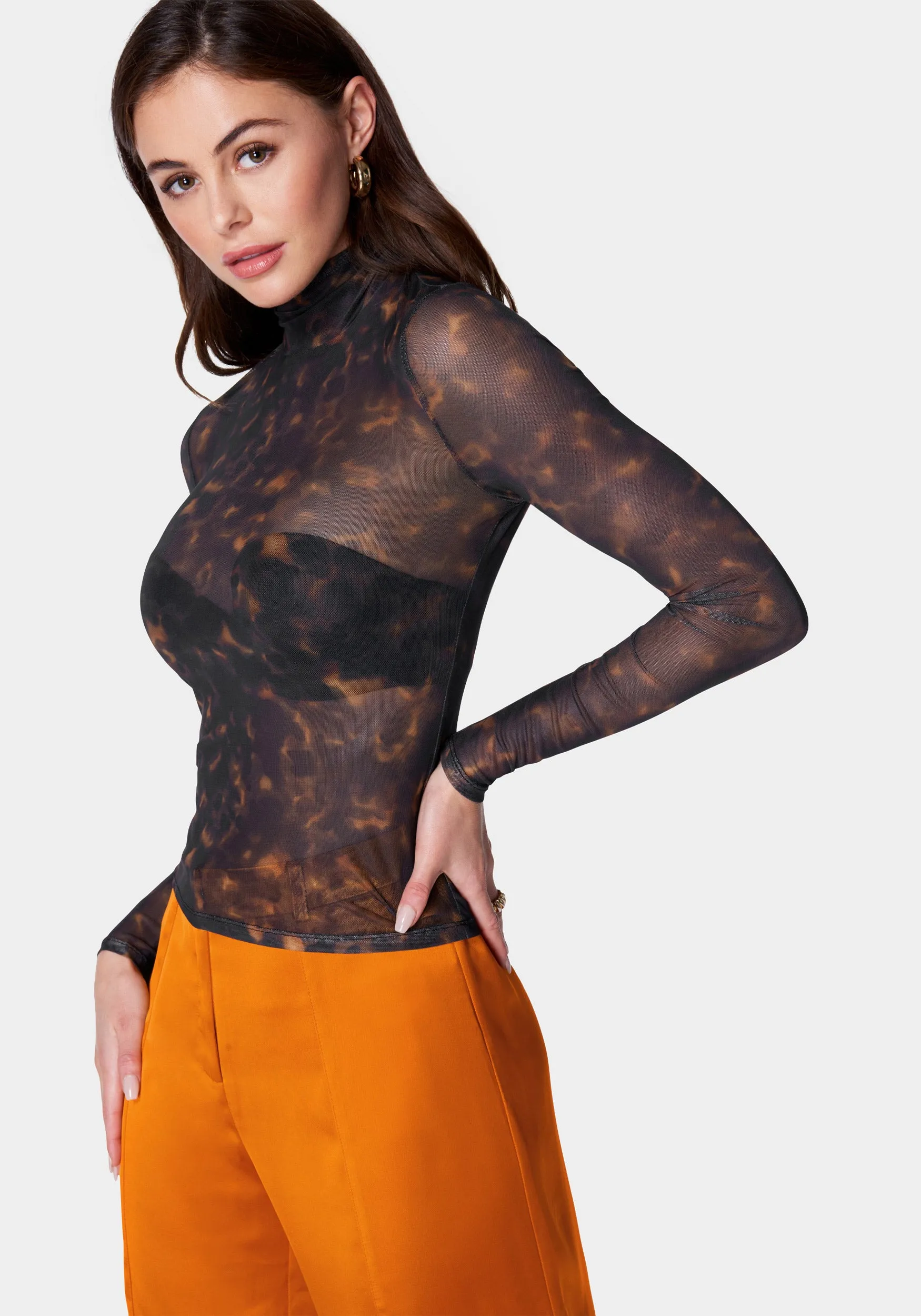 Mock Neck Printed Mesh Top sold by Bebe product image thumbnail 2