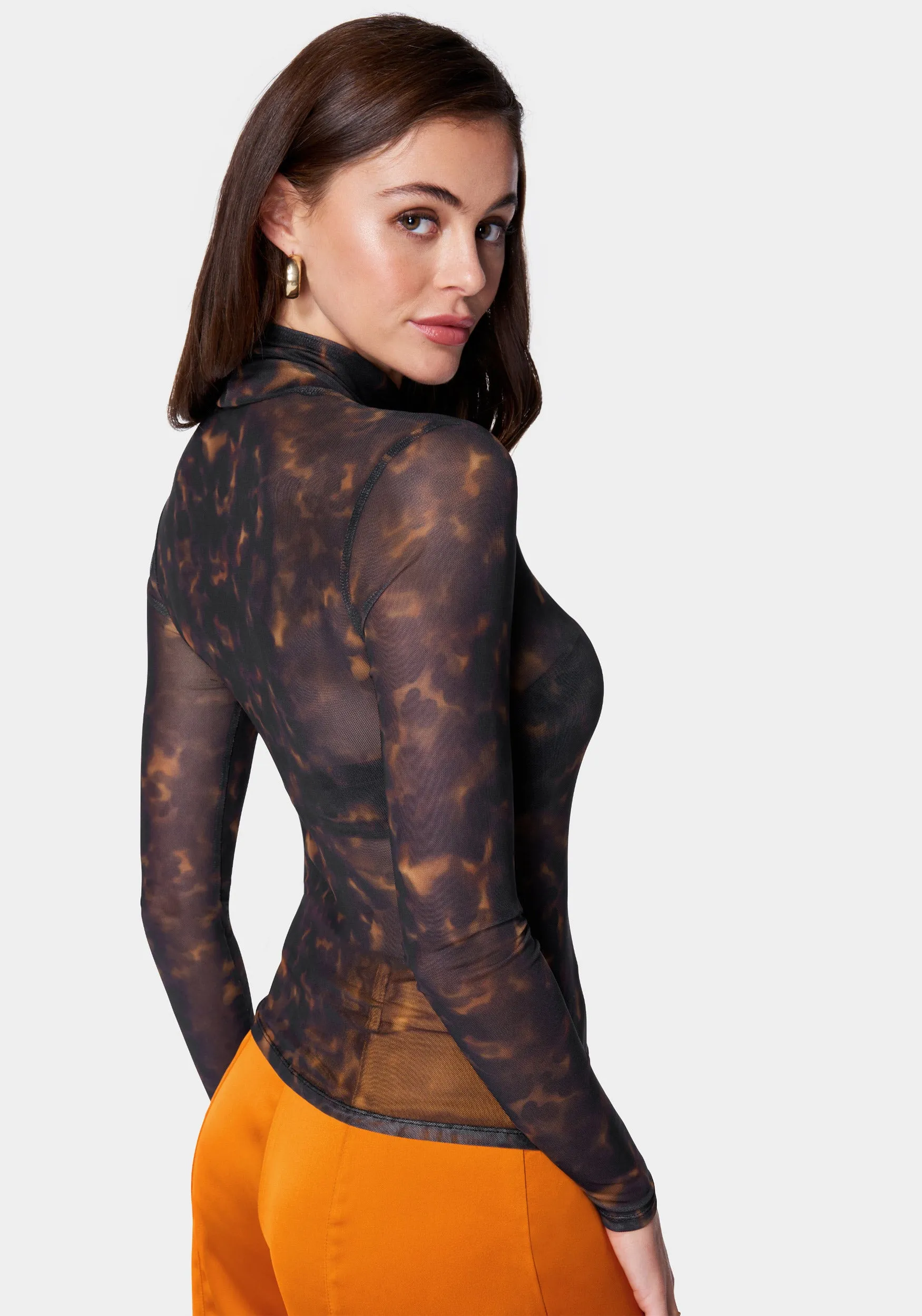 Mock Neck Printed Mesh Top sold by Bebe product image thumbnail 3