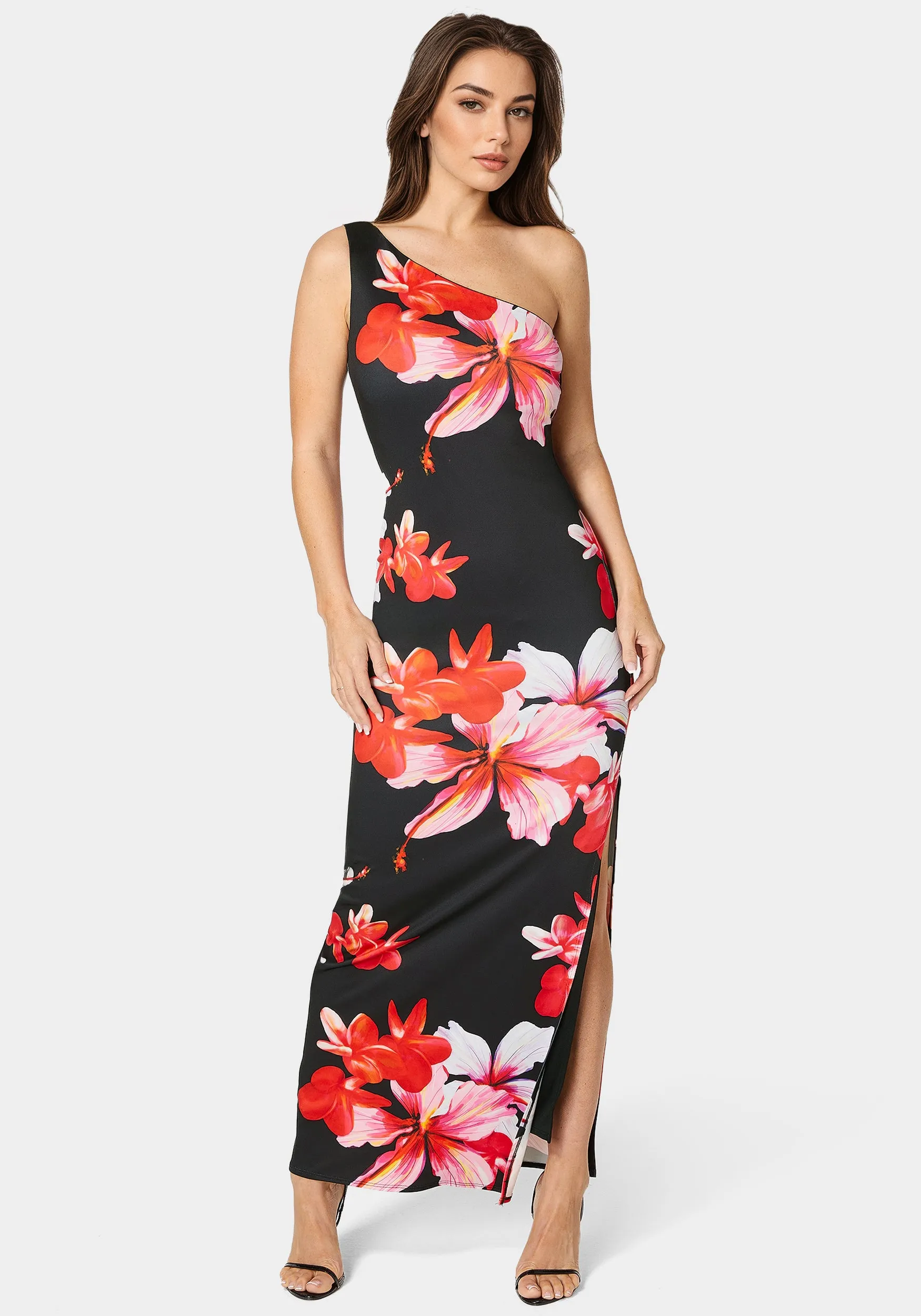 One Shoulder High Slit Maxi Dress sold by Bebe