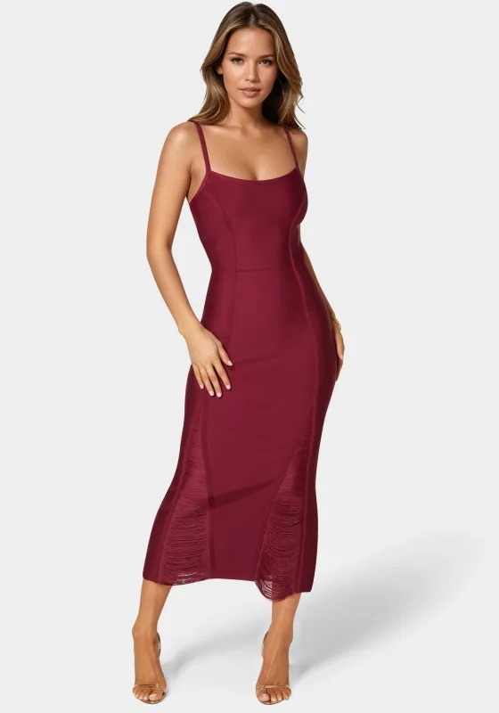 Fringed Bandage Midi Dress sold by Bebe