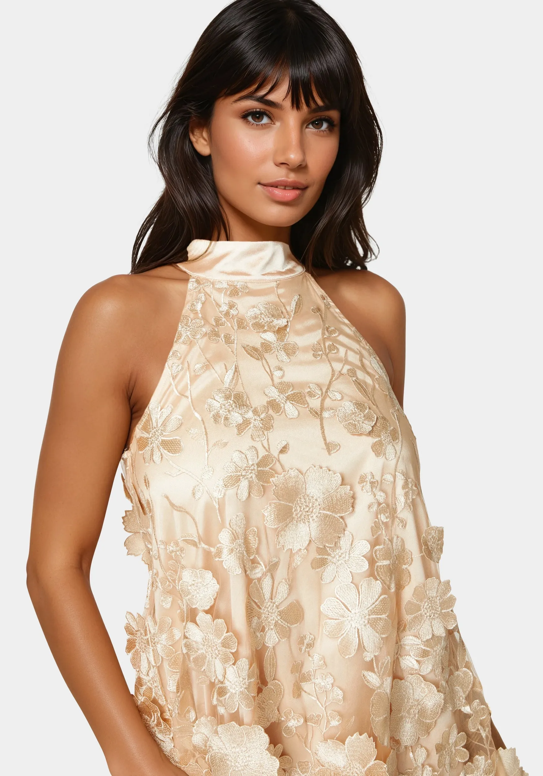 Floral Embroidered Halter Swing Dress sold by Bebe product image thumbnail 3