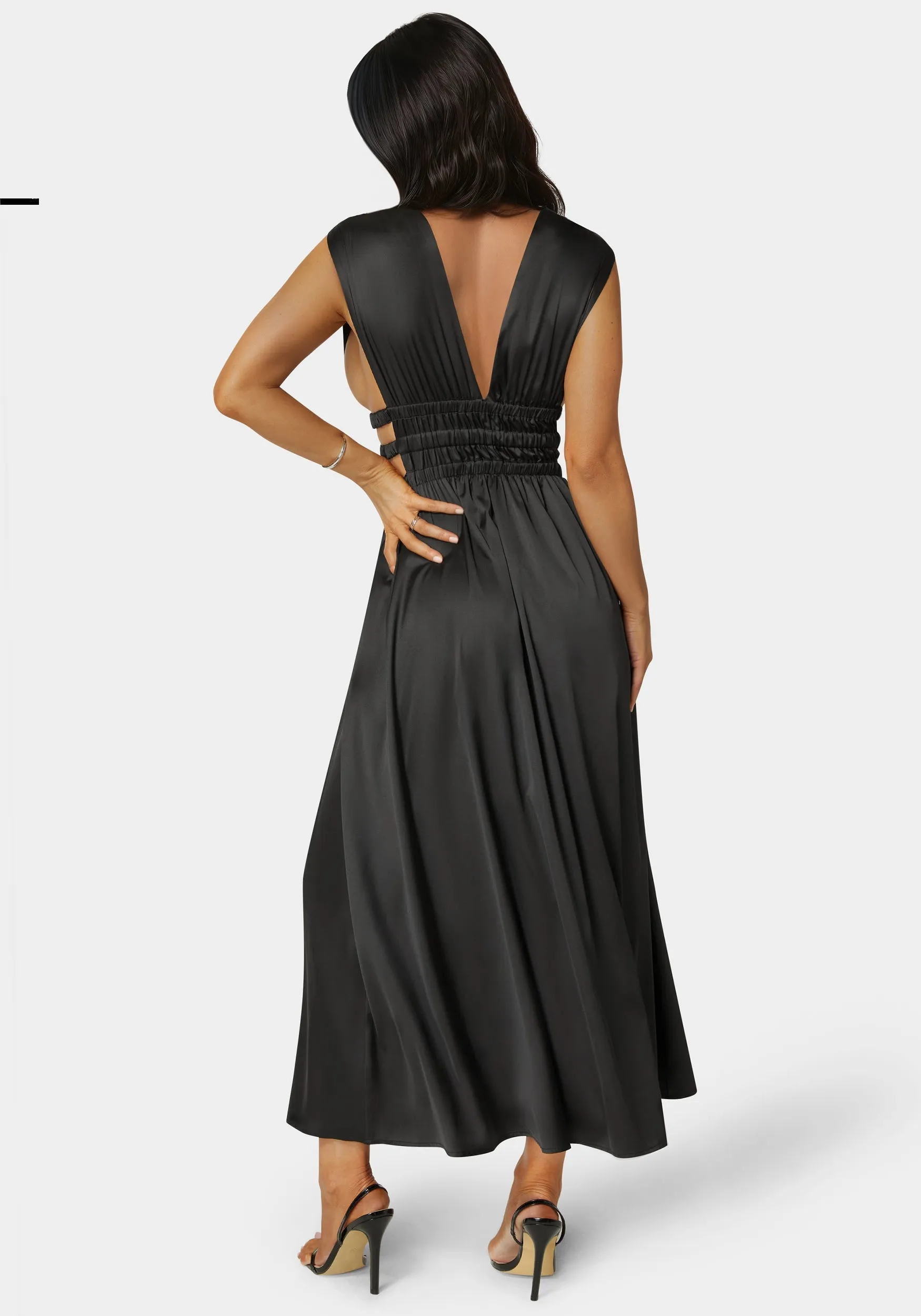 Satin V-Neck Cutout Maxi Dress sold by Bebe product image thumbnail 4