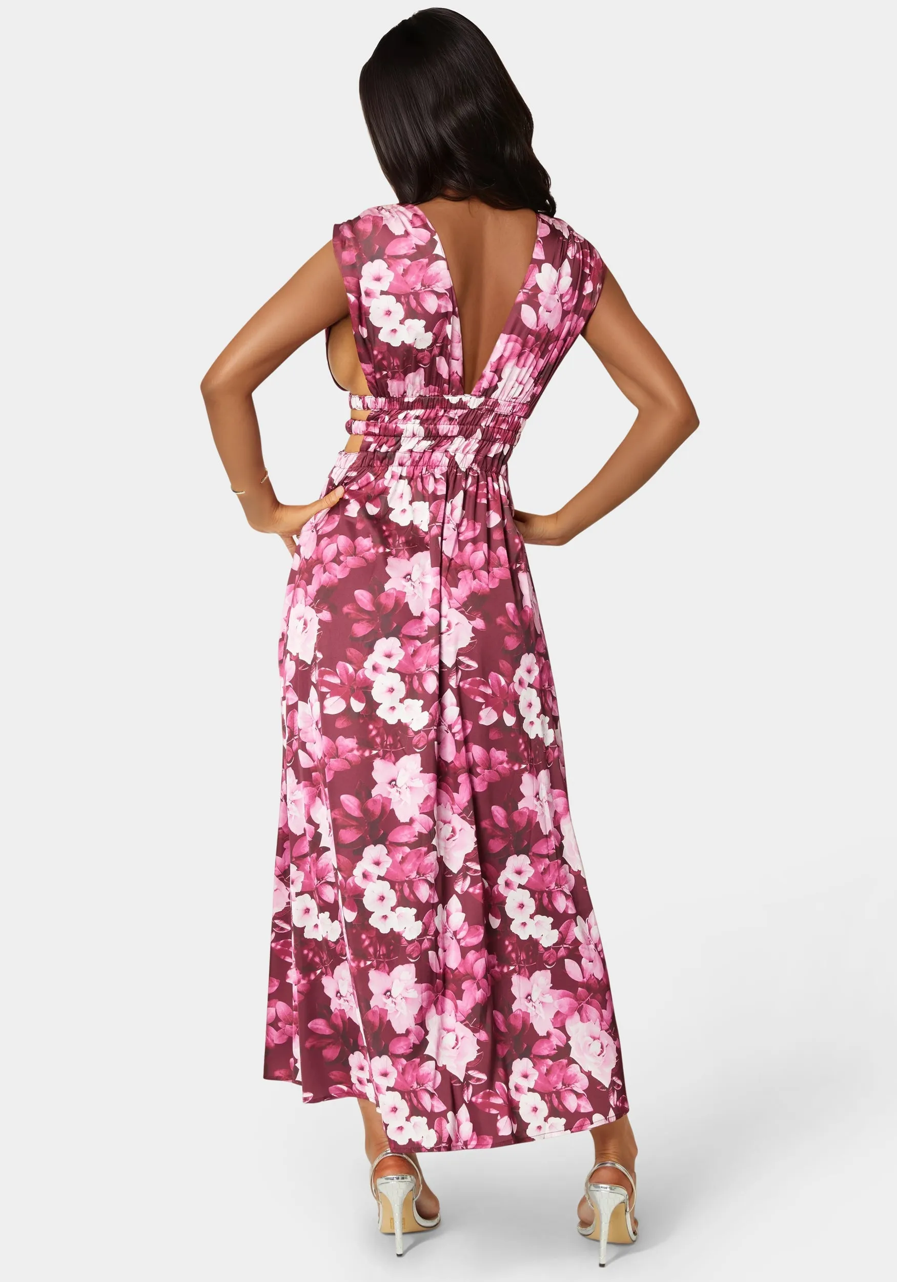 Satin V-Neck Cutout Maxi Dress sold by Bebe product image thumbnail 4