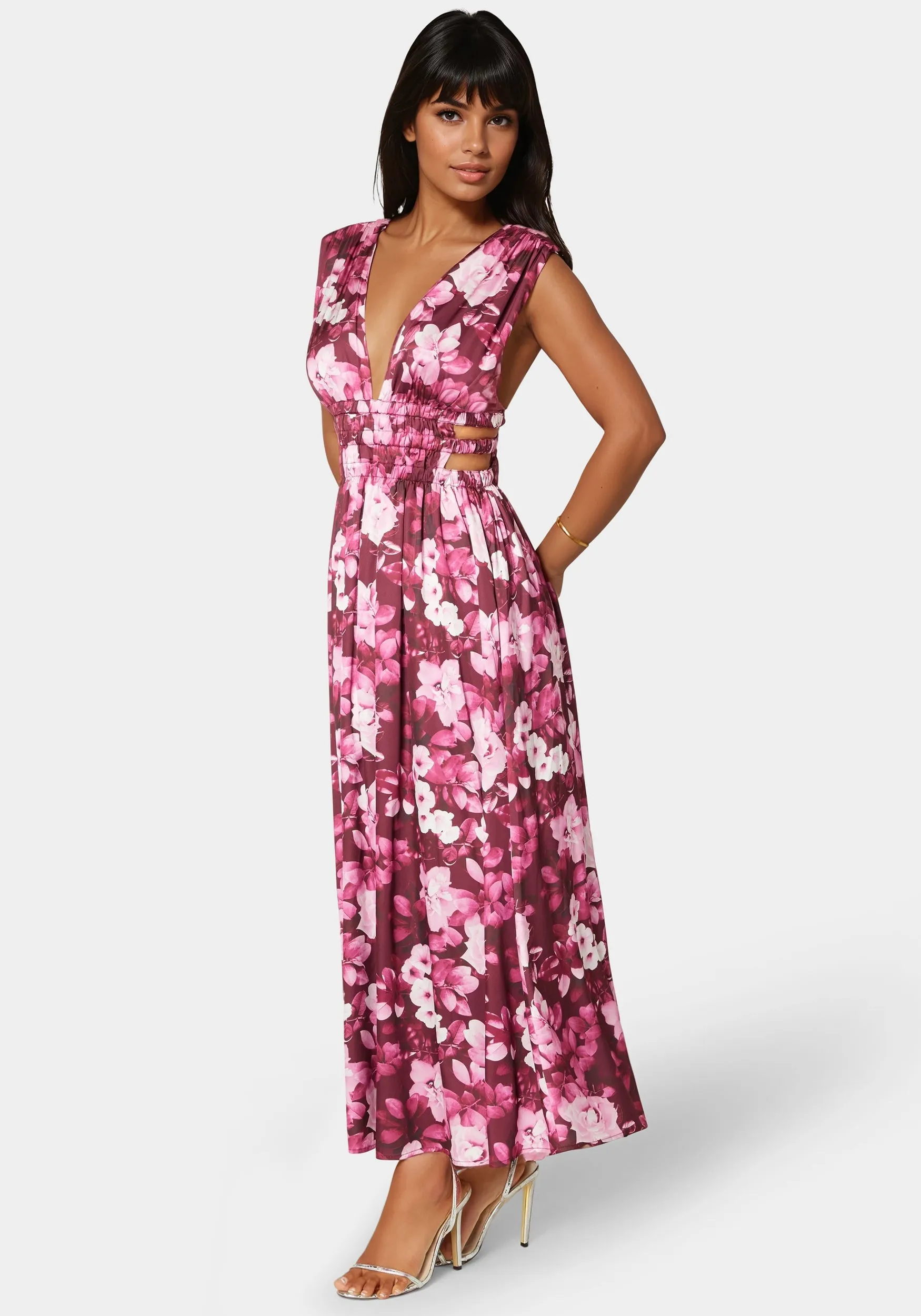 Satin V-Neck Cutout Maxi Dress sold by Bebe product image thumbnail 2