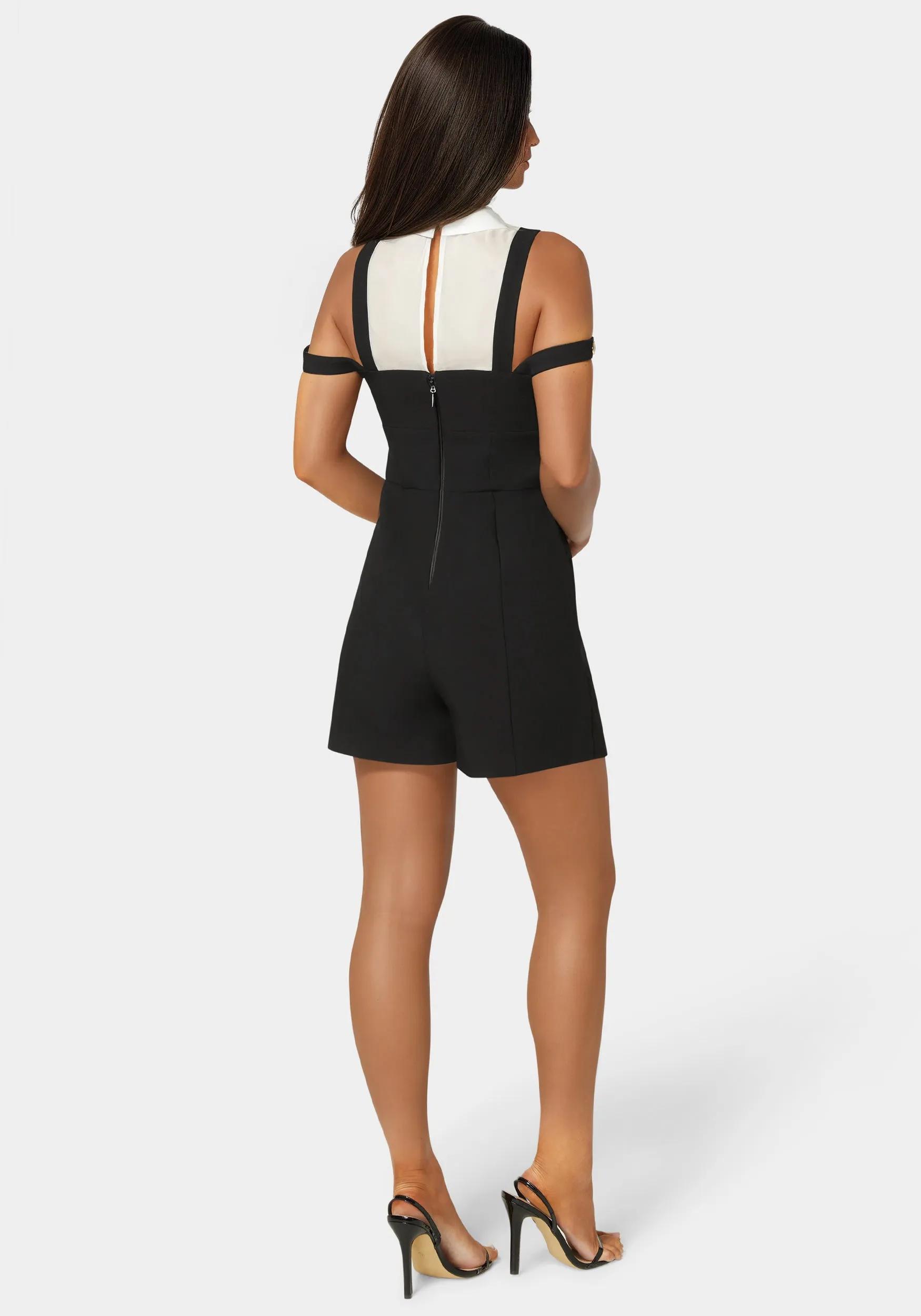 Studded Black & White Combo Romper sold by Bebe product image thumbnail 4