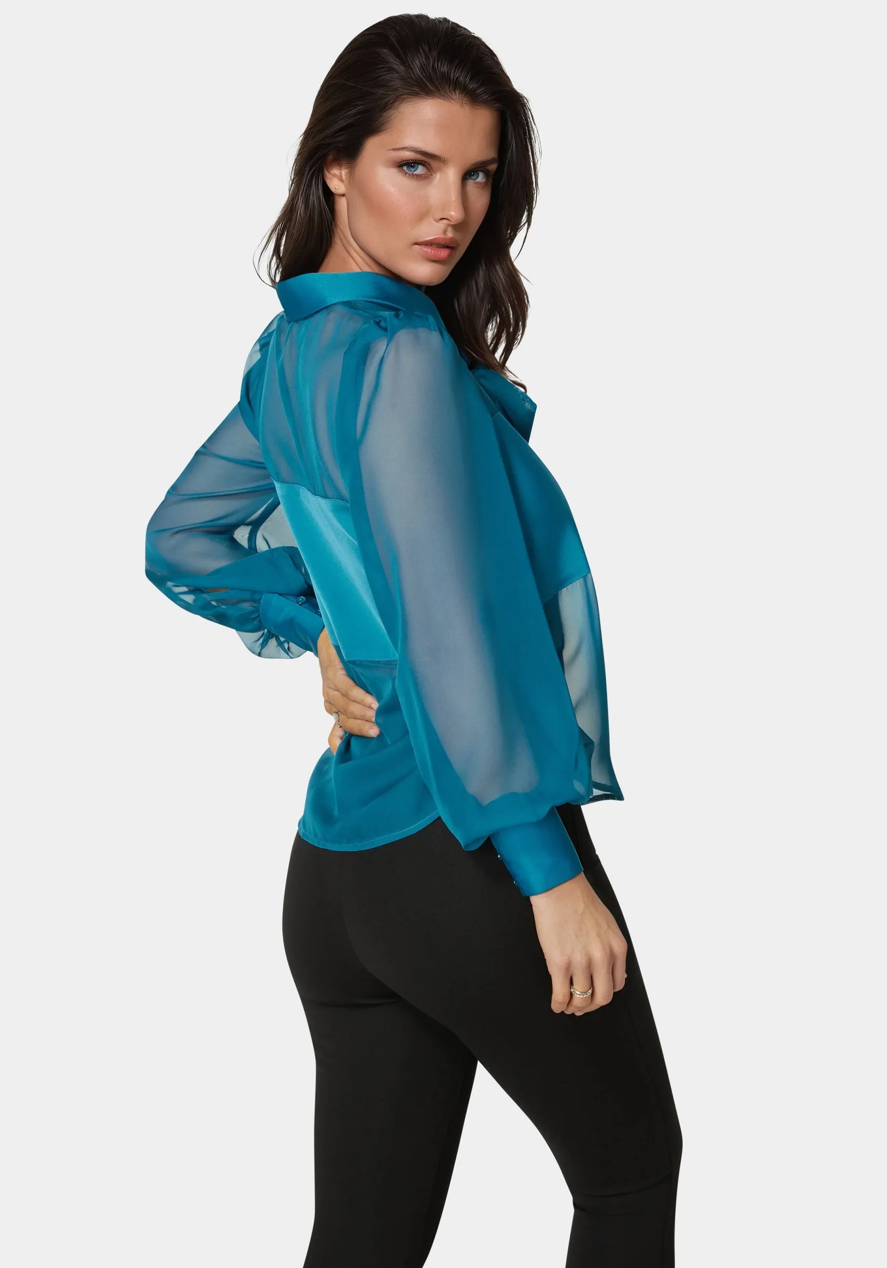 Satin & Chiffon Bow Blouse sold by Bebe product image thumbnail 4