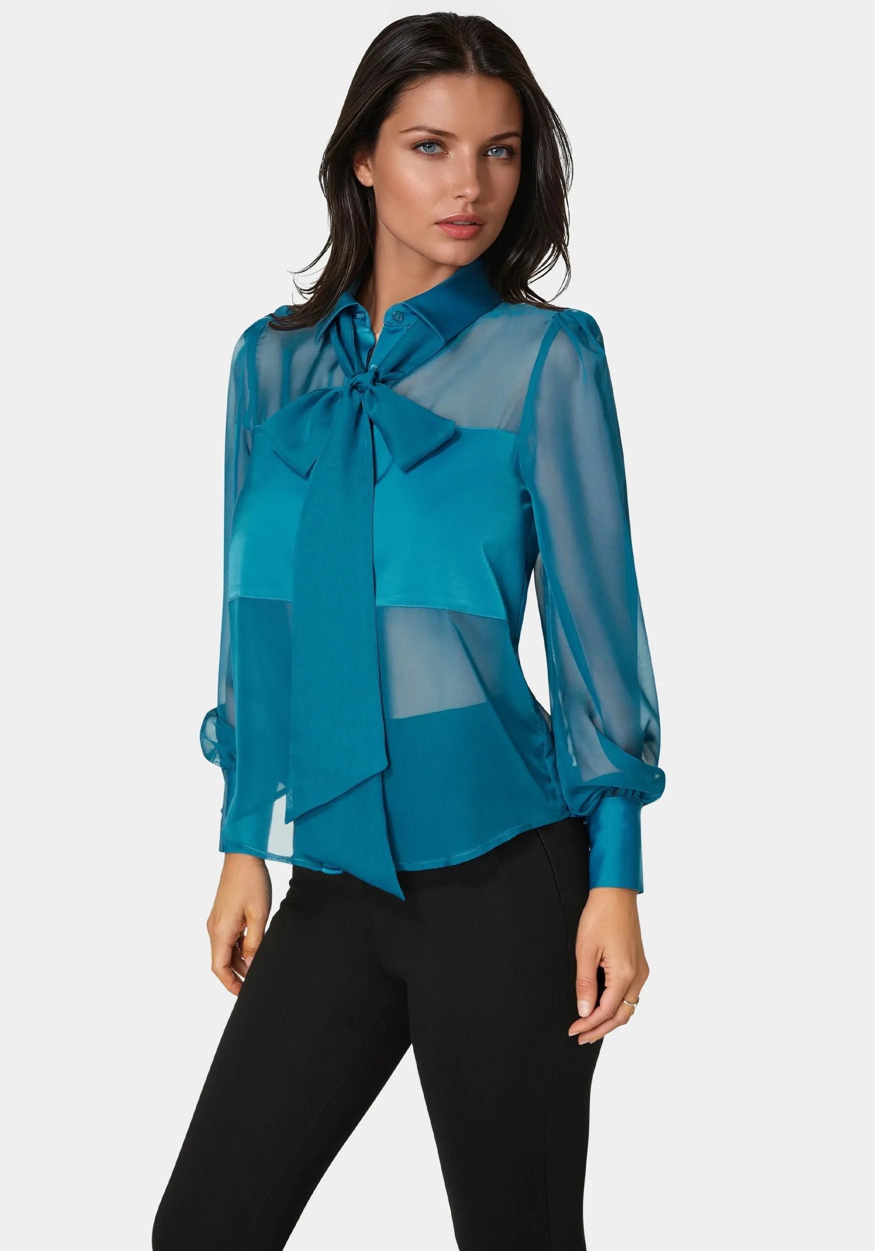 Satin & Chiffon Bow Blouse sold by Bebe product image thumbnail 2