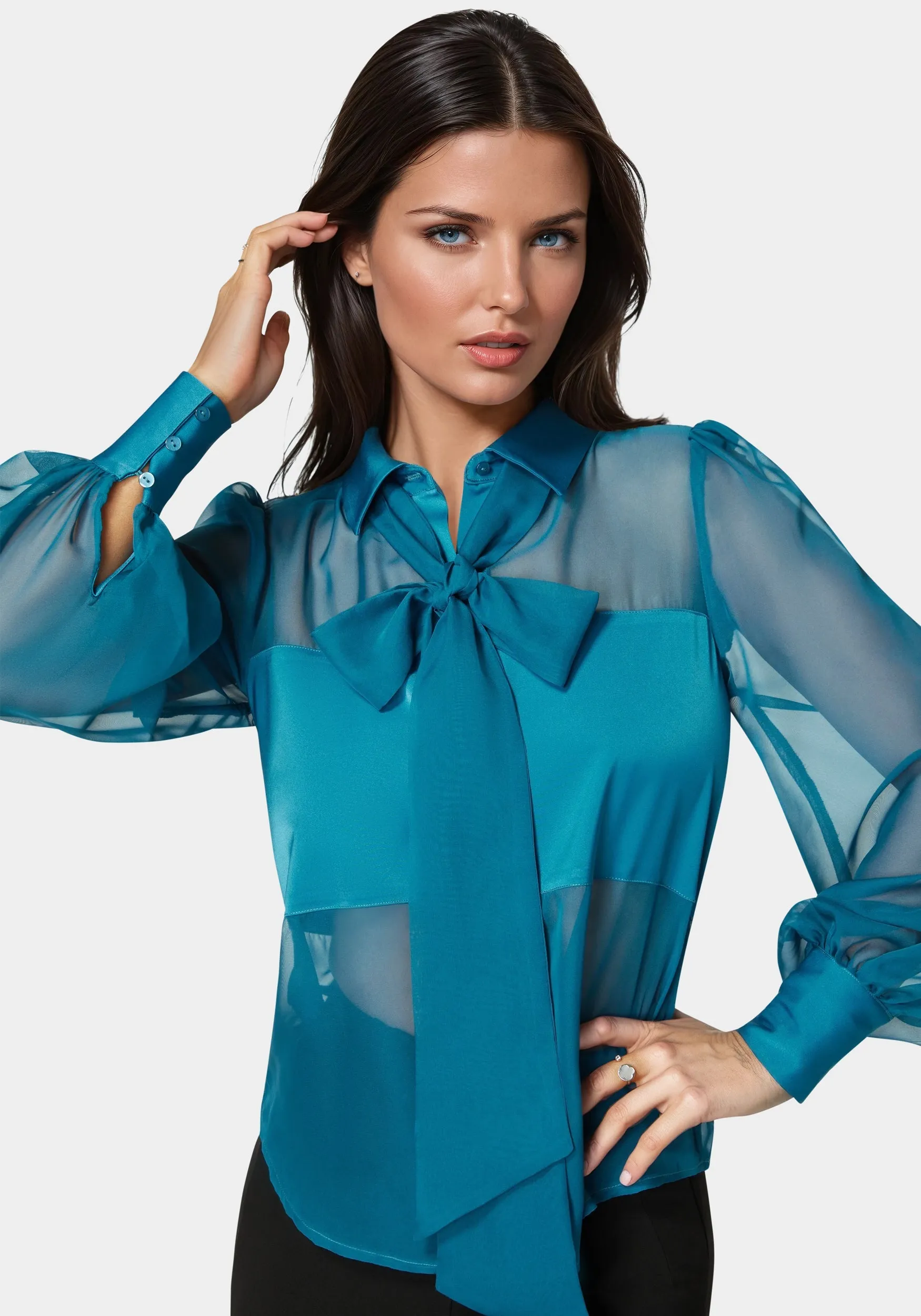 Satin & Chiffon Bow Blouse sold by Bebe product image thumbnail 3