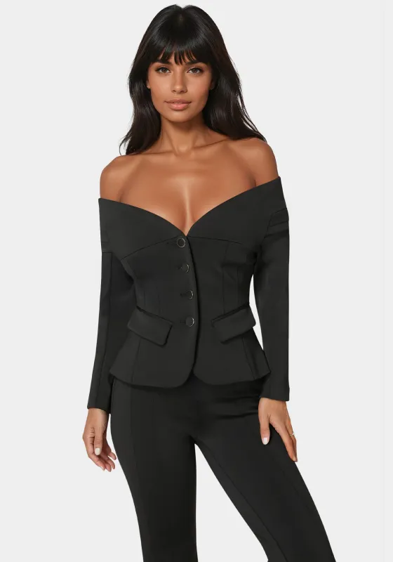 Tailored Off Shoulder Blazer sold by Bebe