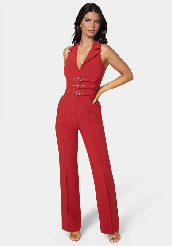 Belted Straight Leg Jumpsuit sold by Bebe