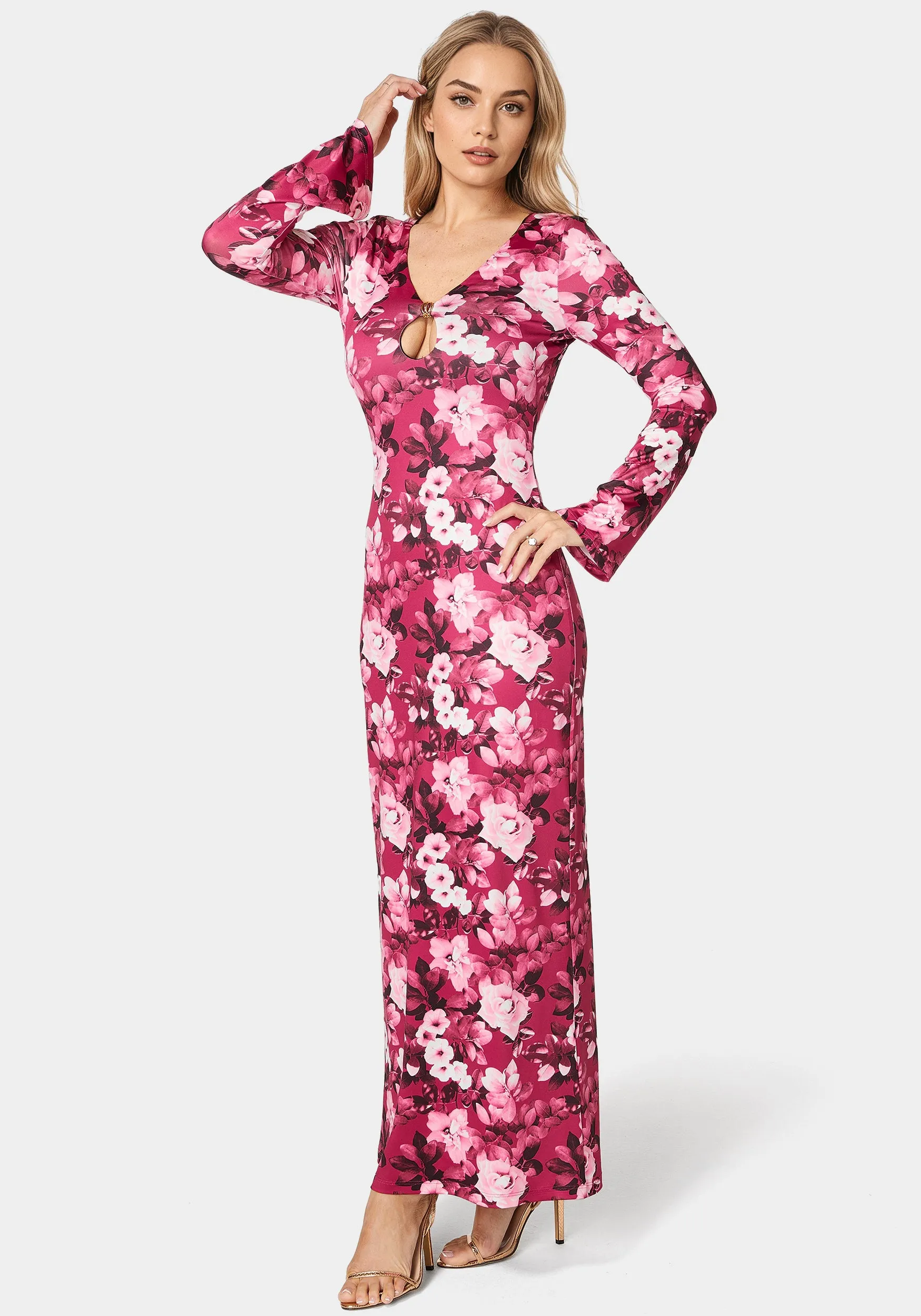 Long Sleeve Keyhole Maxi sold by Bebe product image thumbnail 2