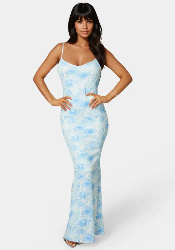 Backless Lace Inset Maxi Dress sold by Bebe