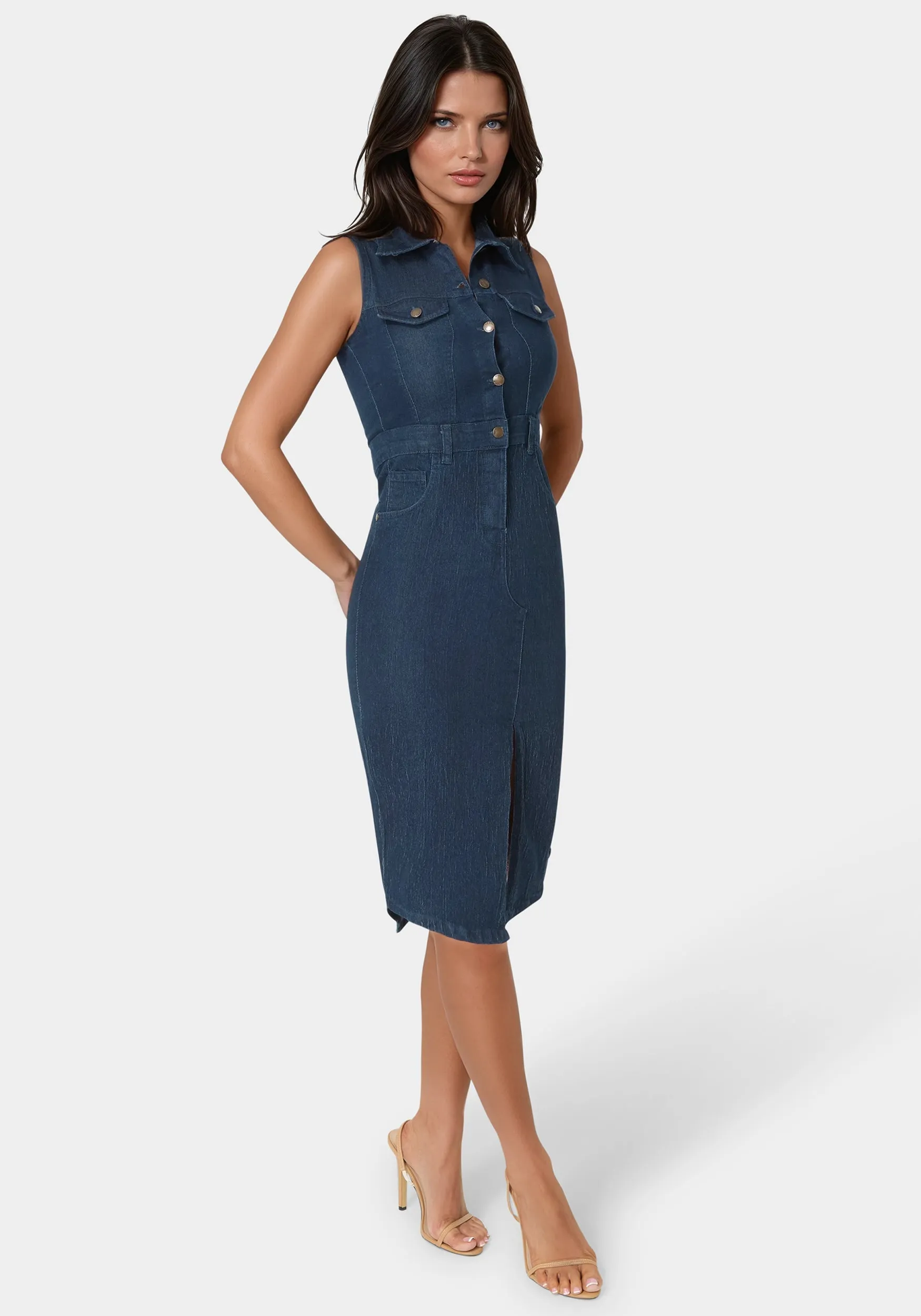 The Sleeveless Midi Shirt Dress sold by Bebe product image thumbnail 2