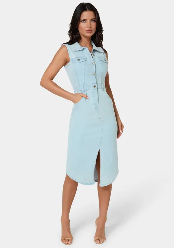 The Sleeveless Midi Shirt Dress sold by Bebe