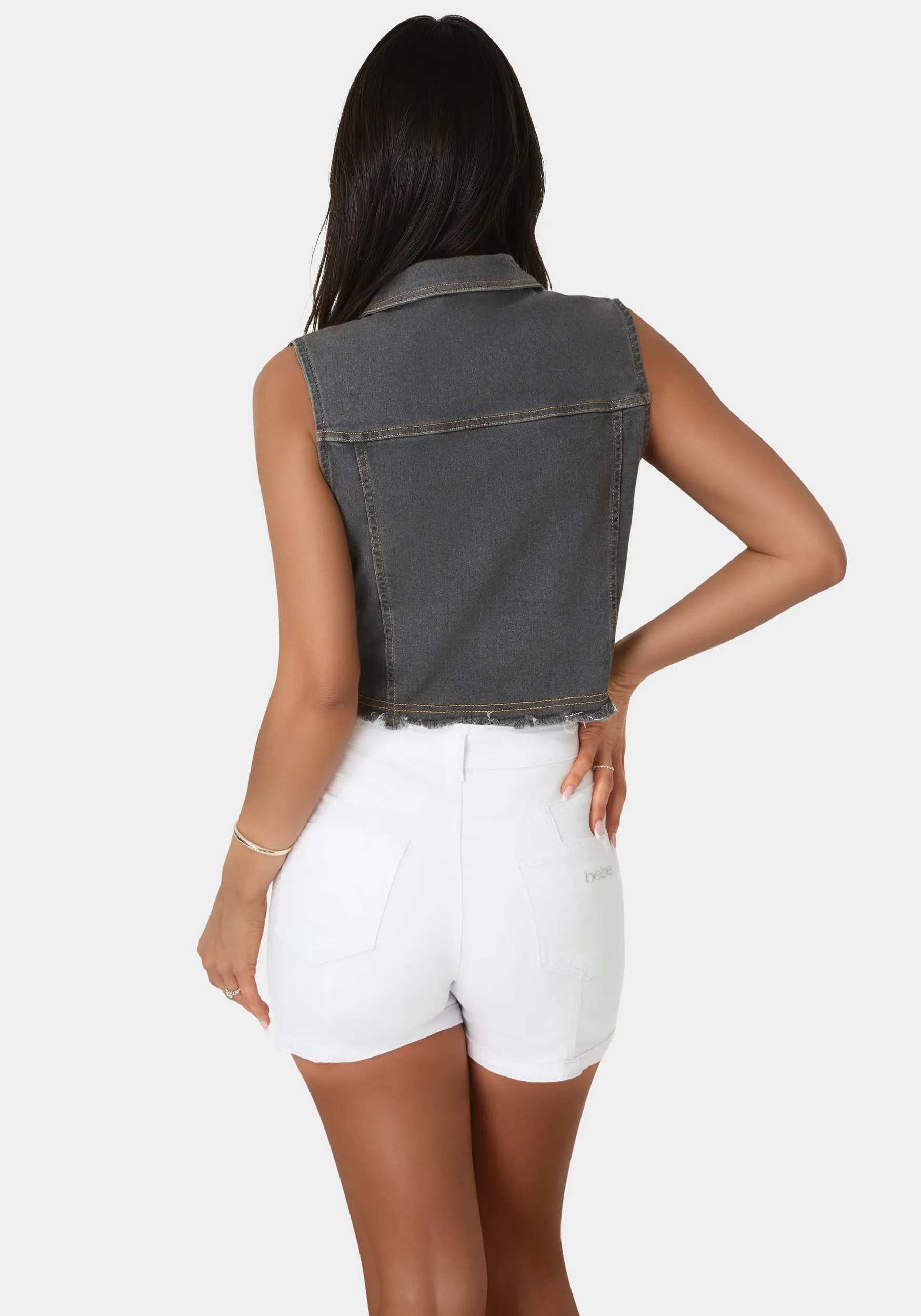 The Cropped Trucker Vest sold by Bebe product image thumbnail 4