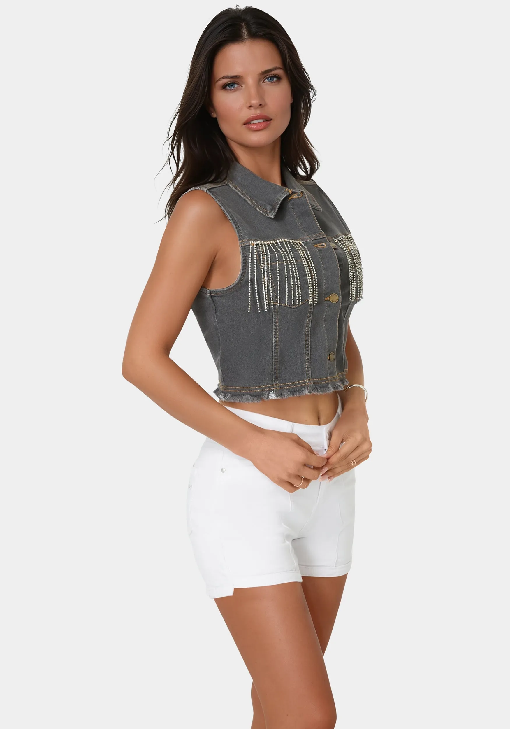 The Cropped Trucker Vest sold by Bebe product image thumbnail 2