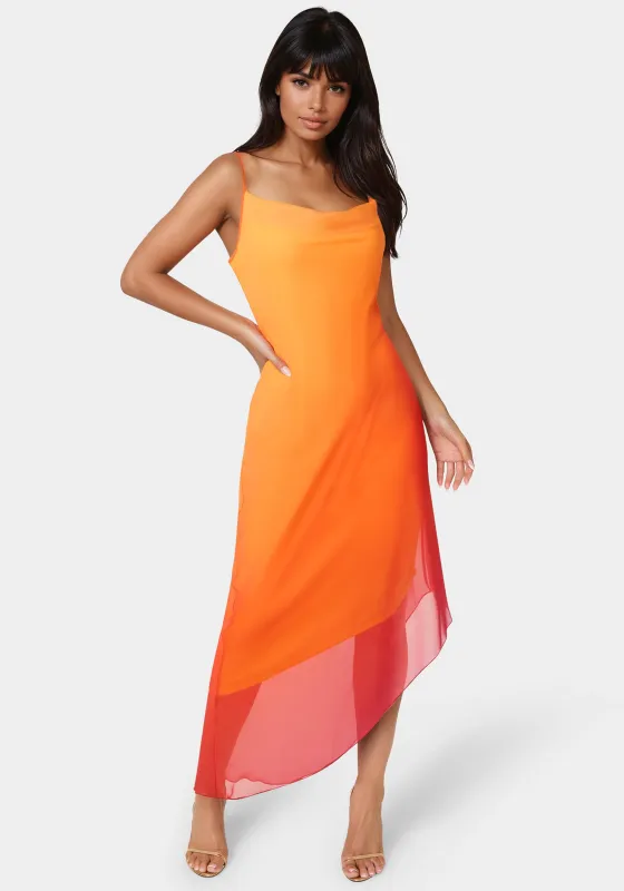 Ombre Chiffon Cowl Dress sold by Bebe