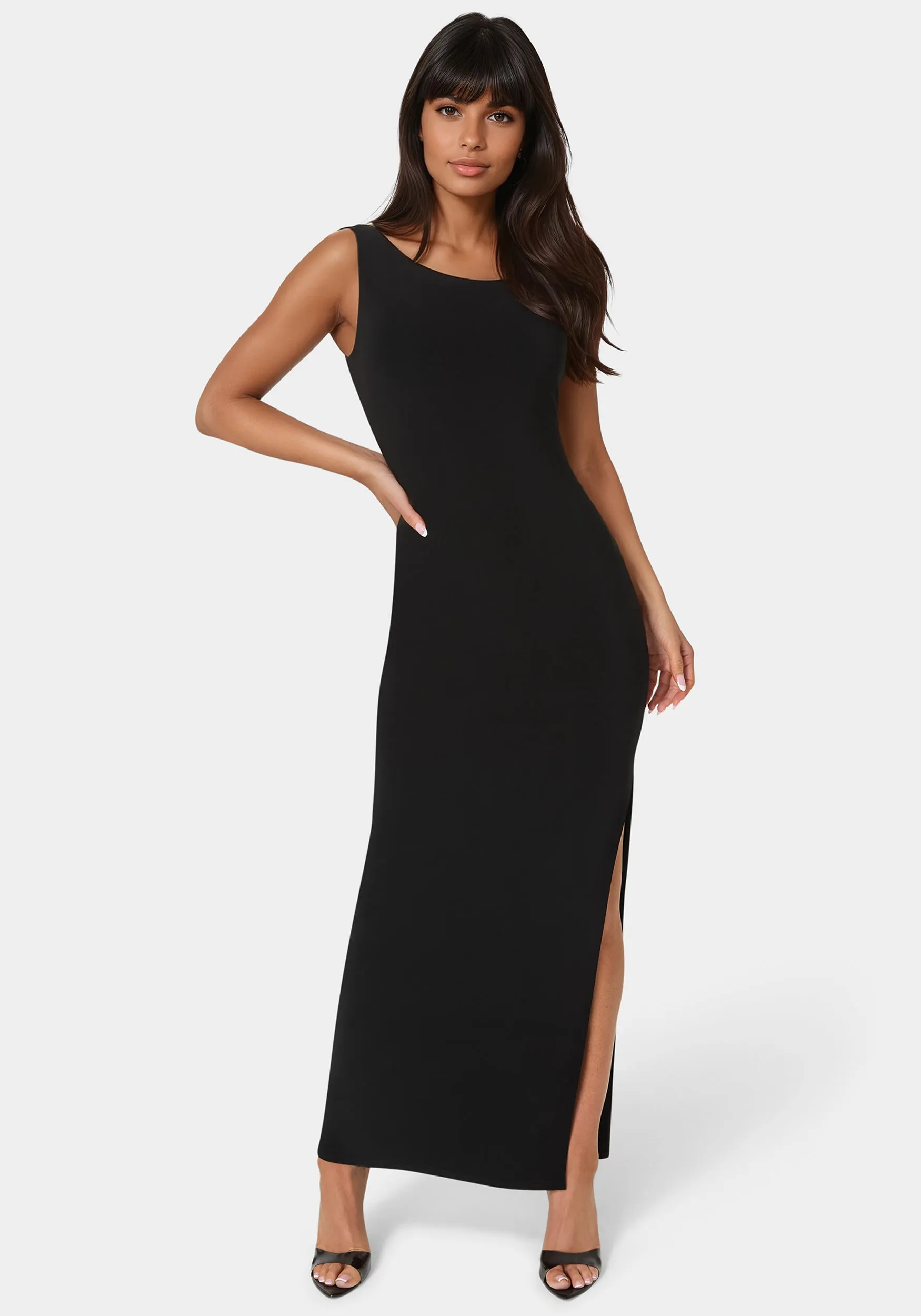 One Shoulder High Slit Maxi Dress sold by Bebe