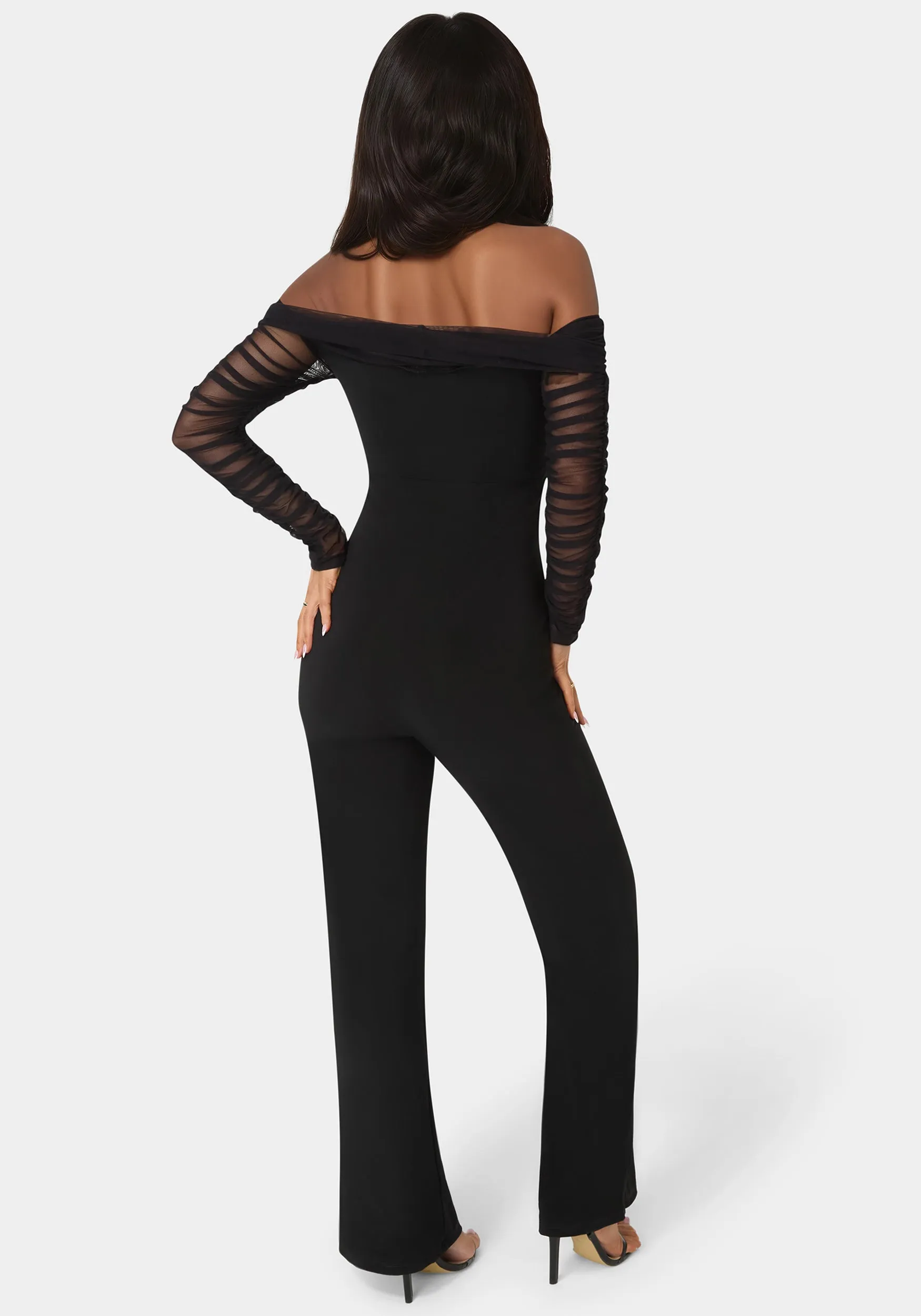 Off Shoulder Ruched Jumpsuit sold by Bebe product image thumbnail 4