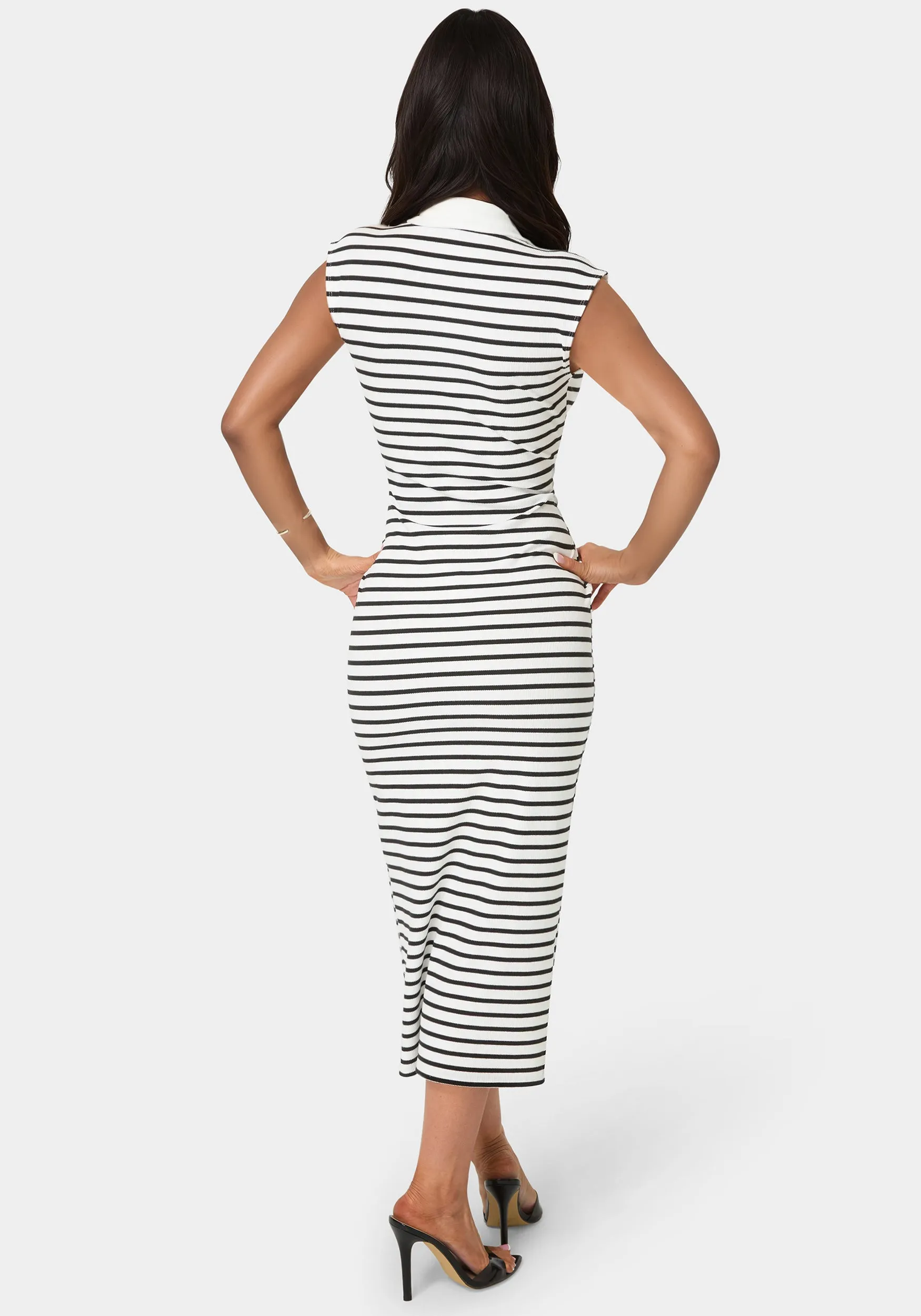 Stripe Rib Column Dress with Collar sold by Bebe product image thumbnail 4