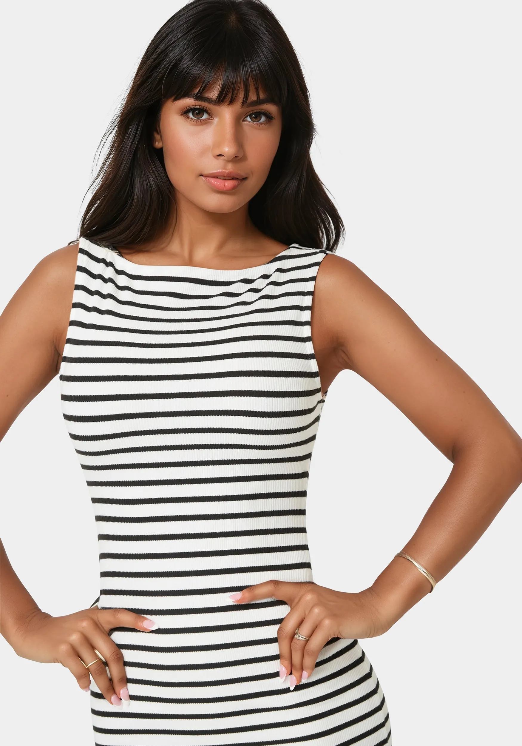 Stripe Rib Bodycon Dress sold by Bebe product image thumbnail 3